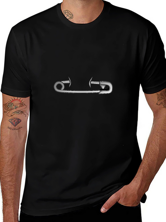 Safety Pin Graphic Black Tee