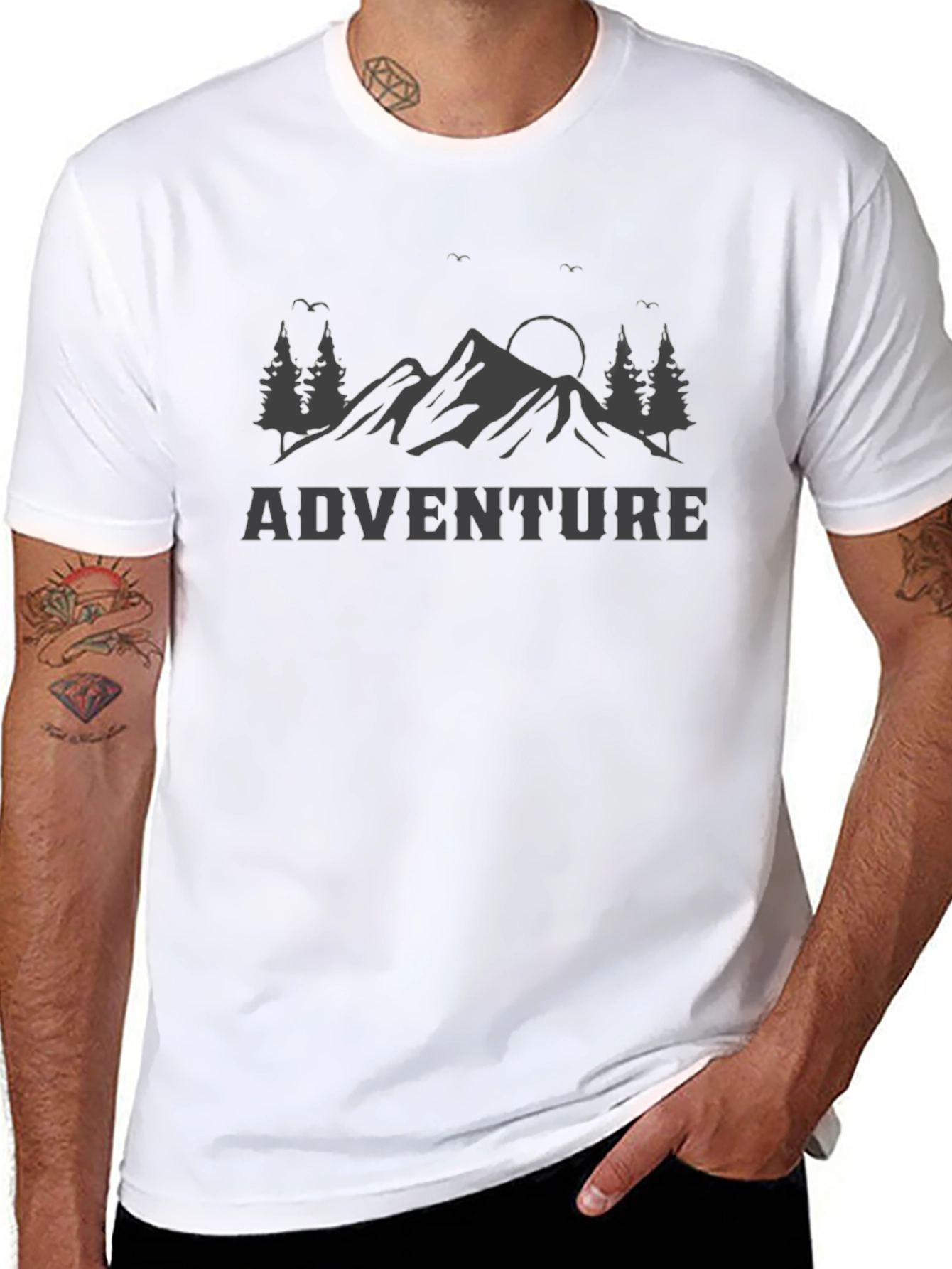 Adventure Awaits Graphic Tee - Nature Mountain Design