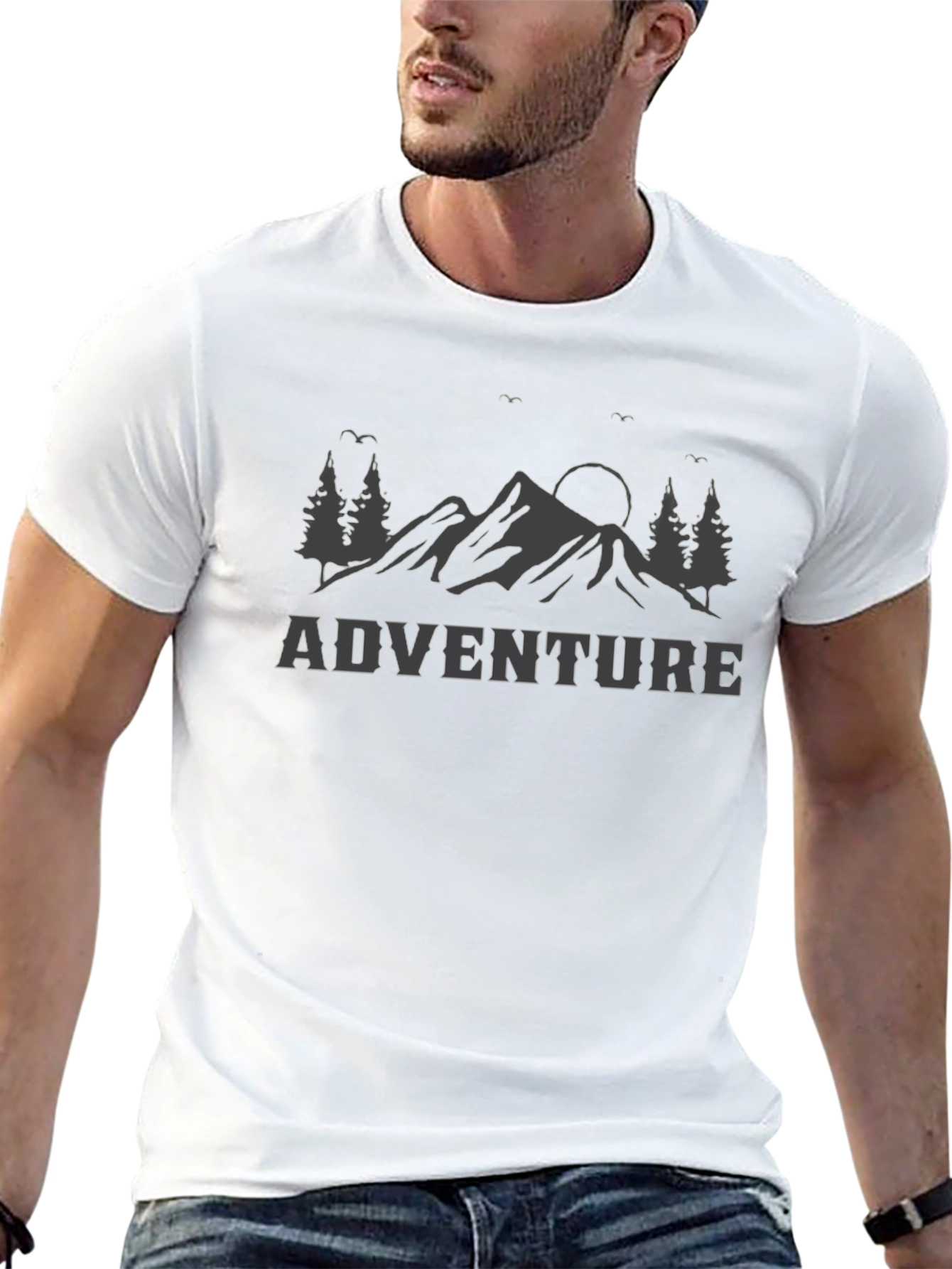 Adventure Awaits Graphic Tee - Nature Mountain Design