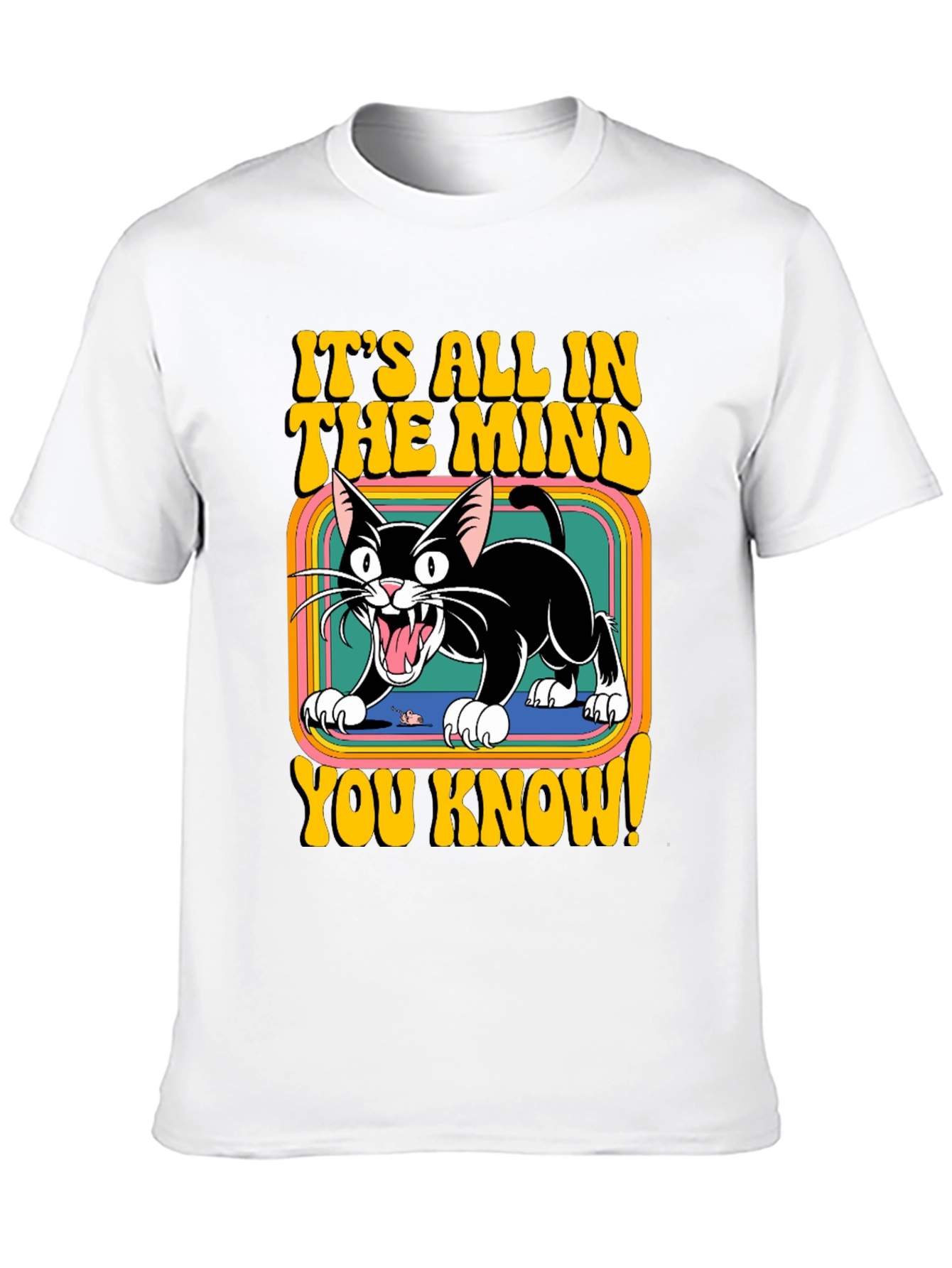 Retro Cat T-Shirt - Its All In The Mind!