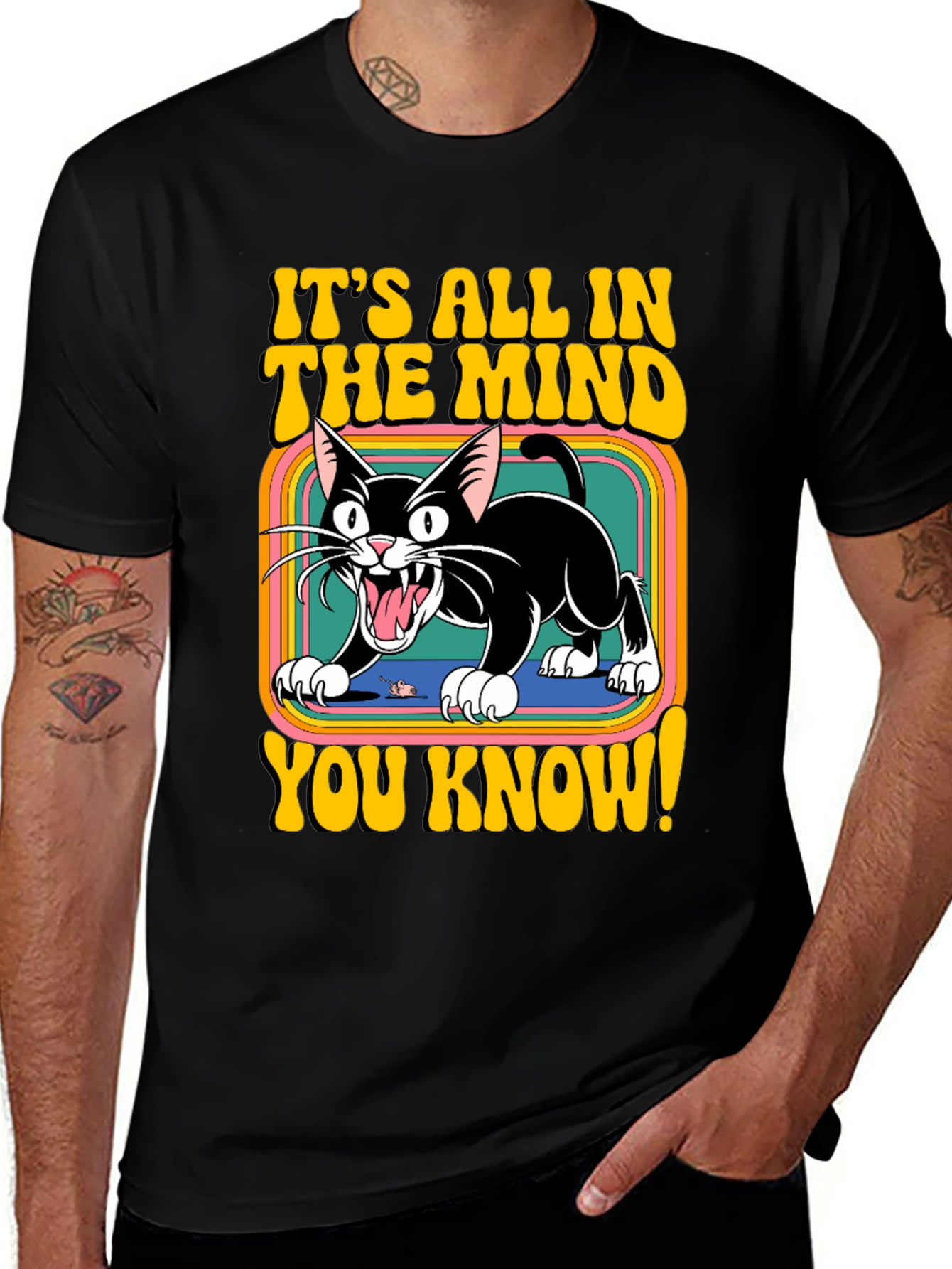 Retro Cat T-Shirt - Its All In The Mind!