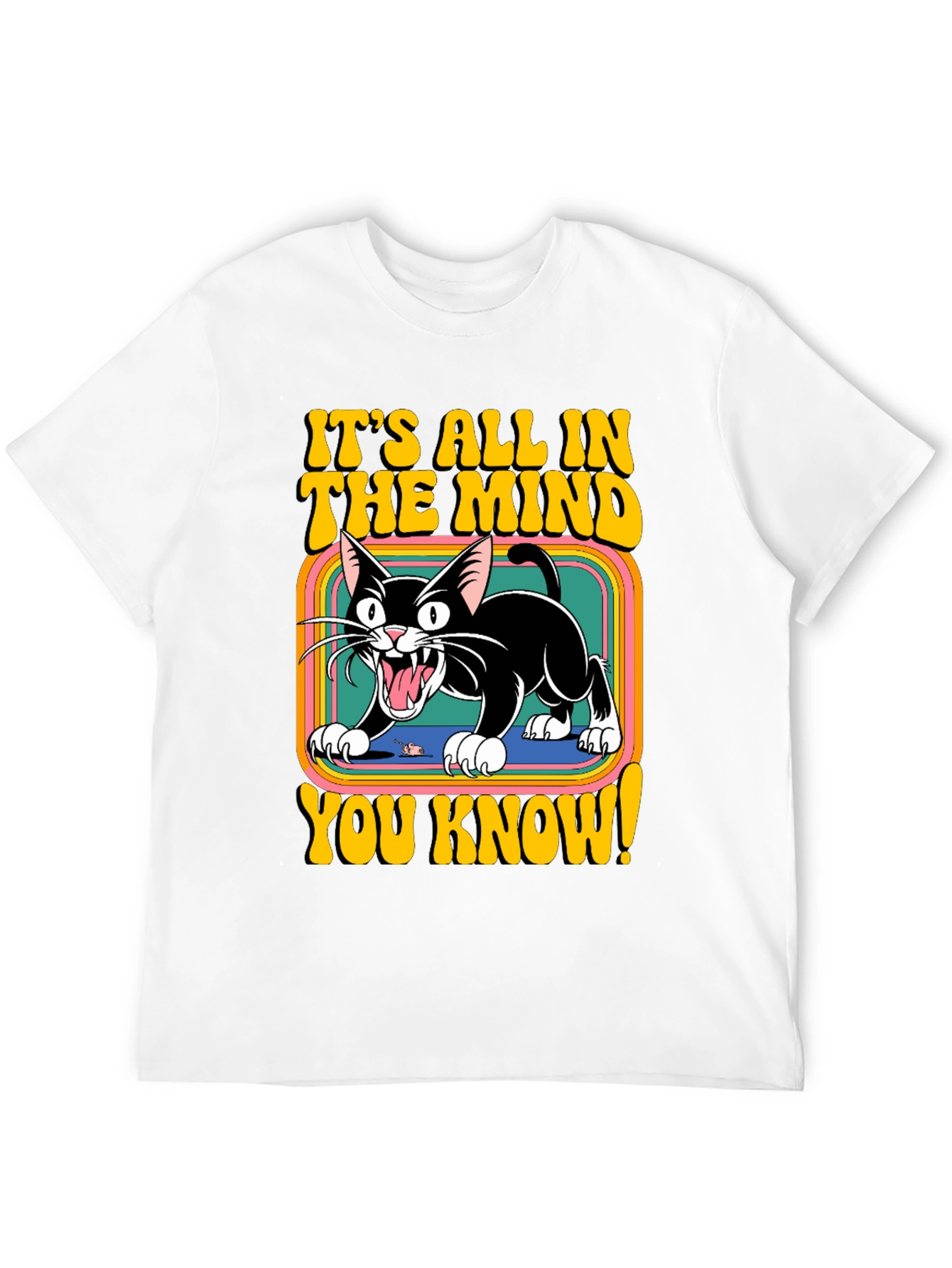 Retro Cat T-Shirt - Its All In The Mind!