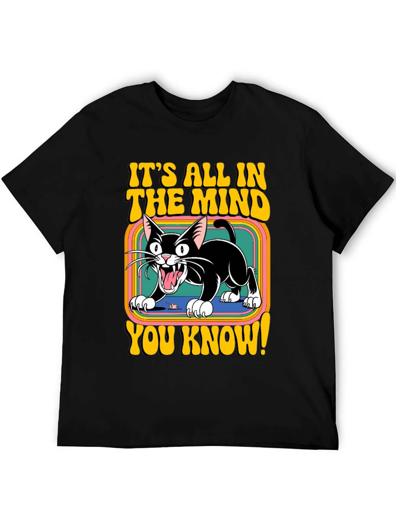 Retro Cat T-Shirt - Its All In The Mind!