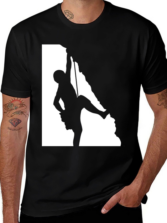 Climbing Silhouette Graphic Tee - Black Cotton Blend