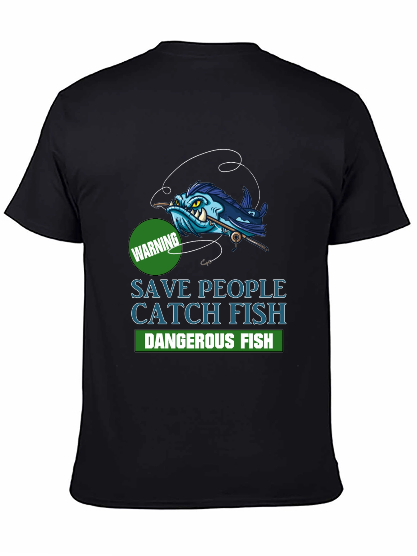 Save People Catch Fish Graphic T-Shirt - Black
