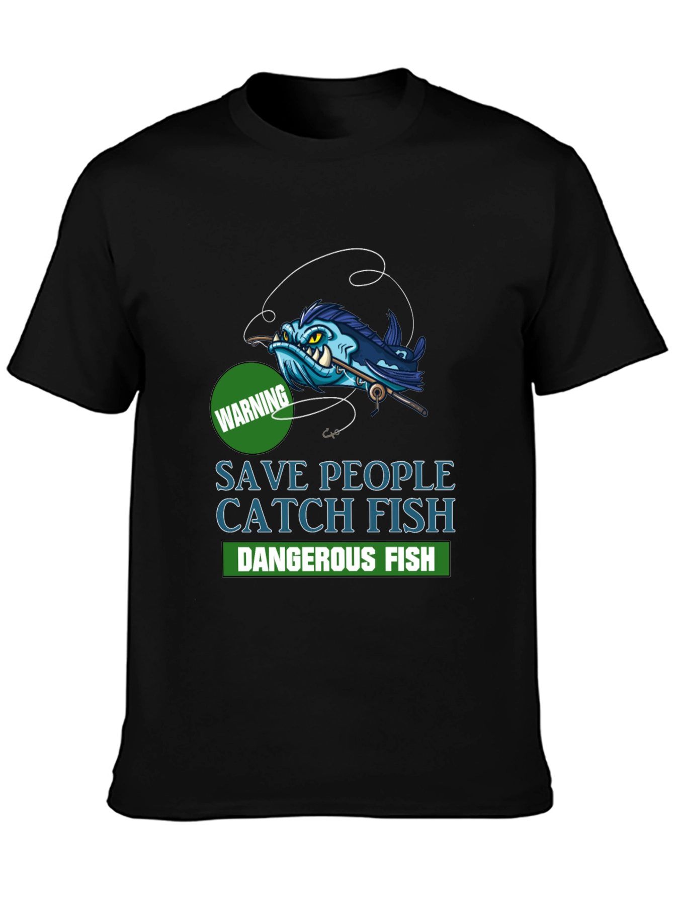 Save People Catch Fish Graphic T-Shirt - Black