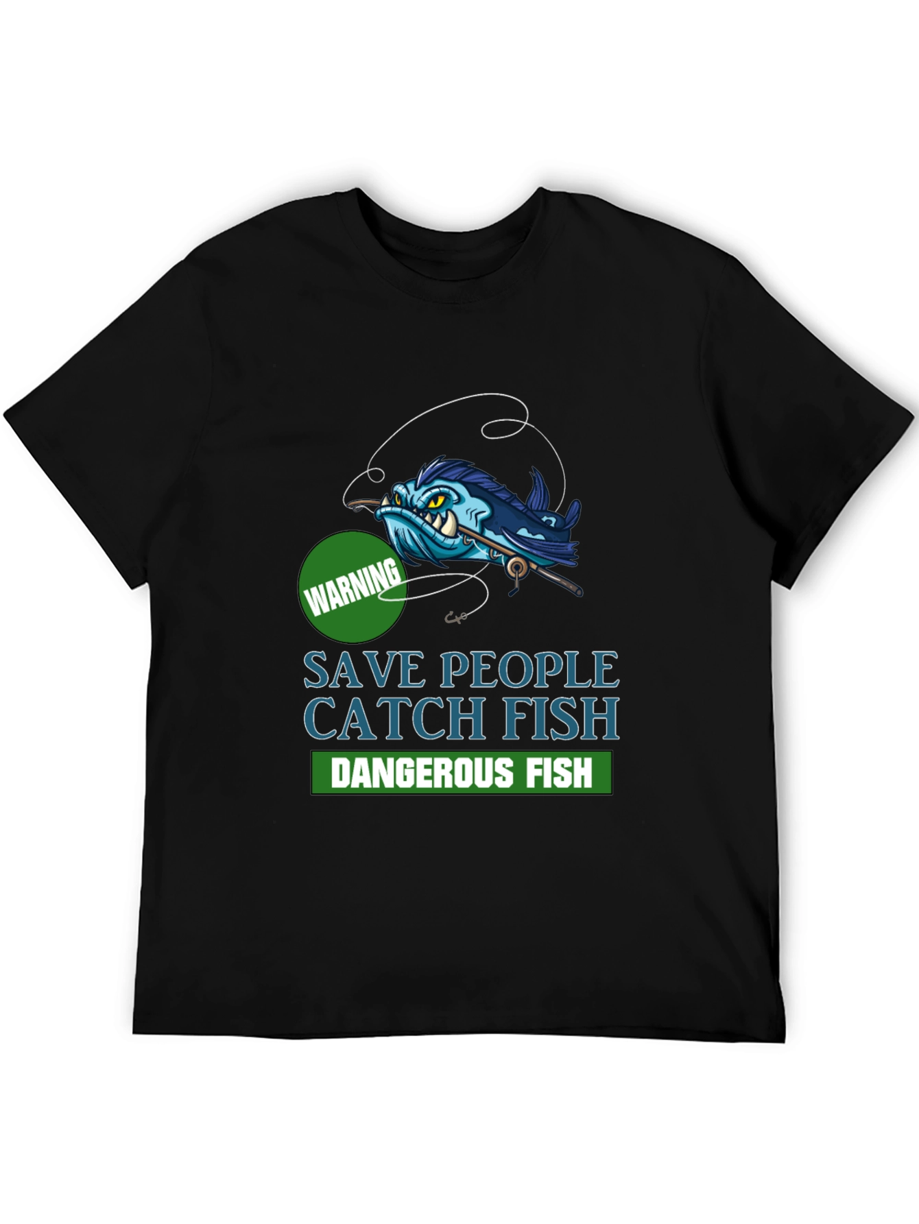 Save People Catch Fish Graphic T-Shirt - Black