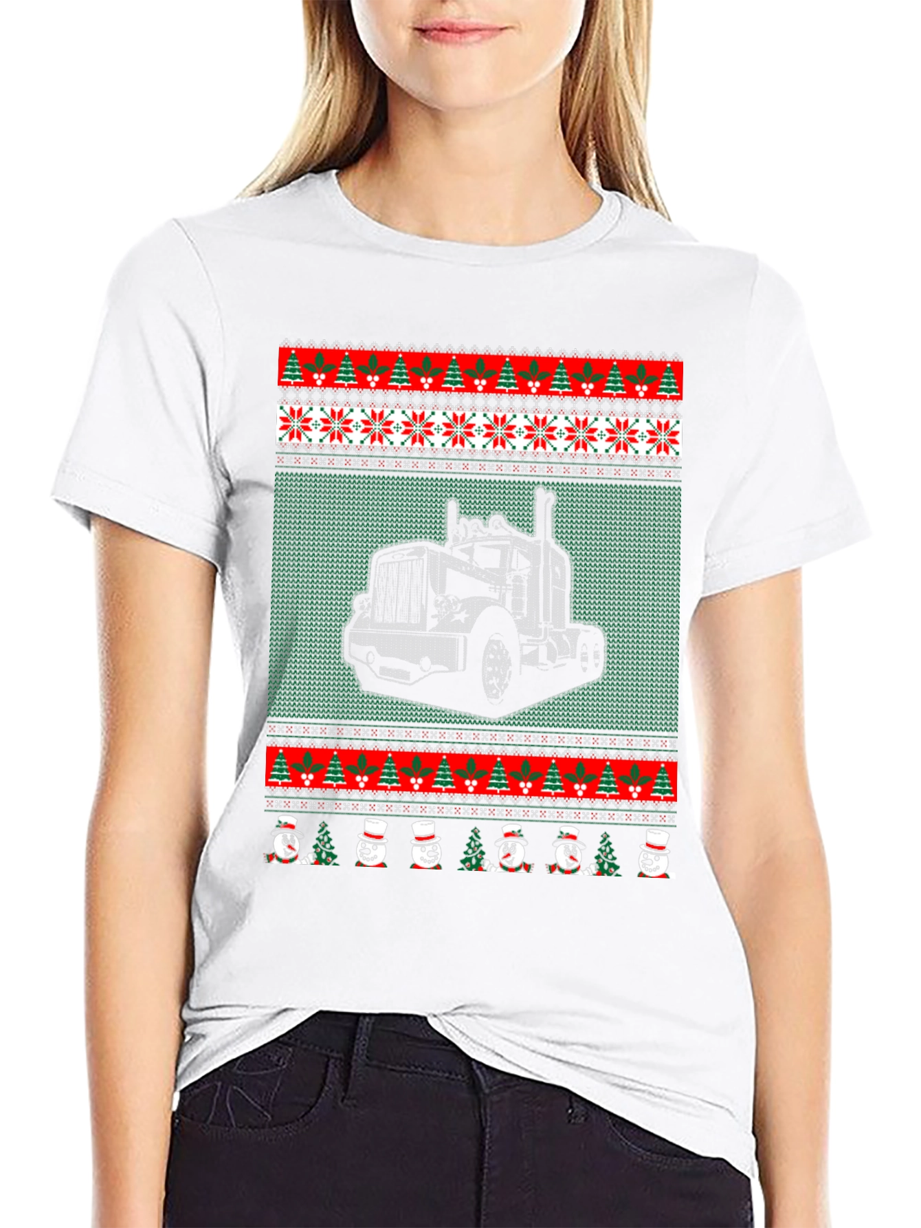 Truck Ugly Christmas Sweater Style T-Shirt