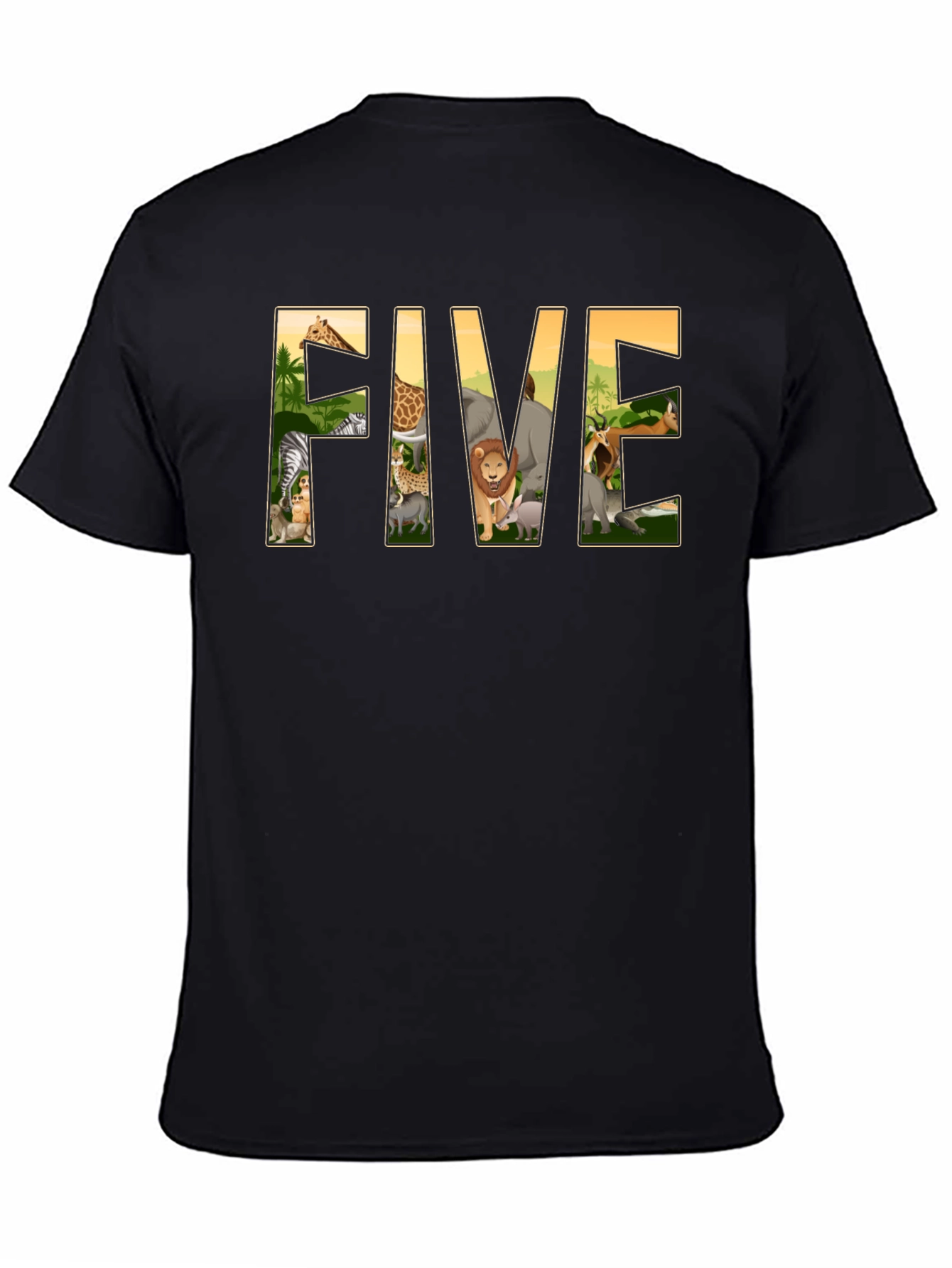 Kids Five Safari Animal Birthday T-Shirt