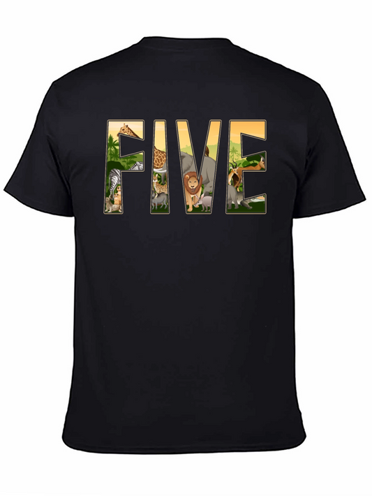 Kids Five Safari Animal Birthday T-Shirt