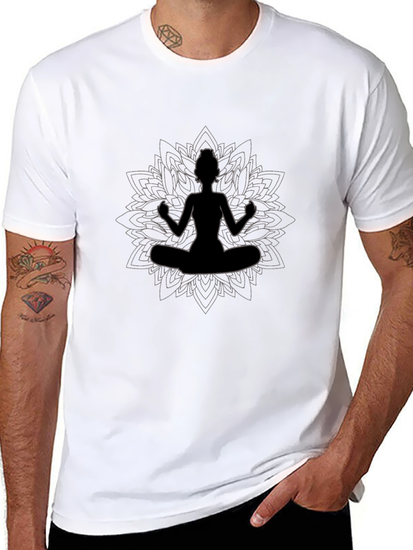 Yoga Meditation T-Shirt - Black Cotton Blend