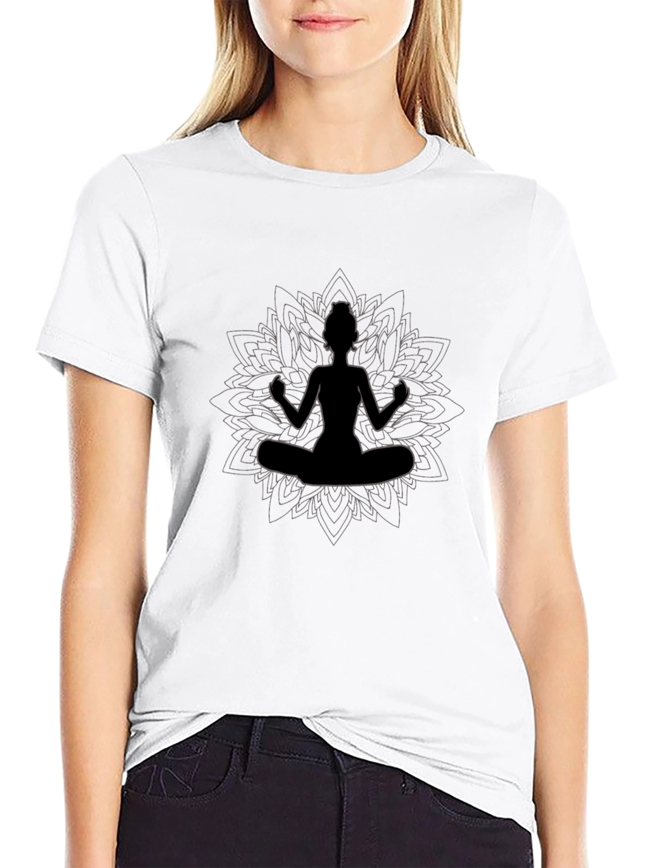 Yoga Meditation T-Shirt - Black Cotton Blend