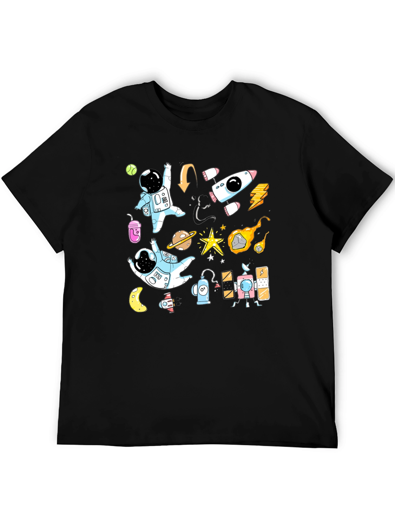 Astronaut Space Adventure Black T-Shirt