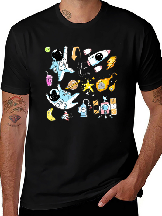 Astronaut Space Adventure Black T-Shirt