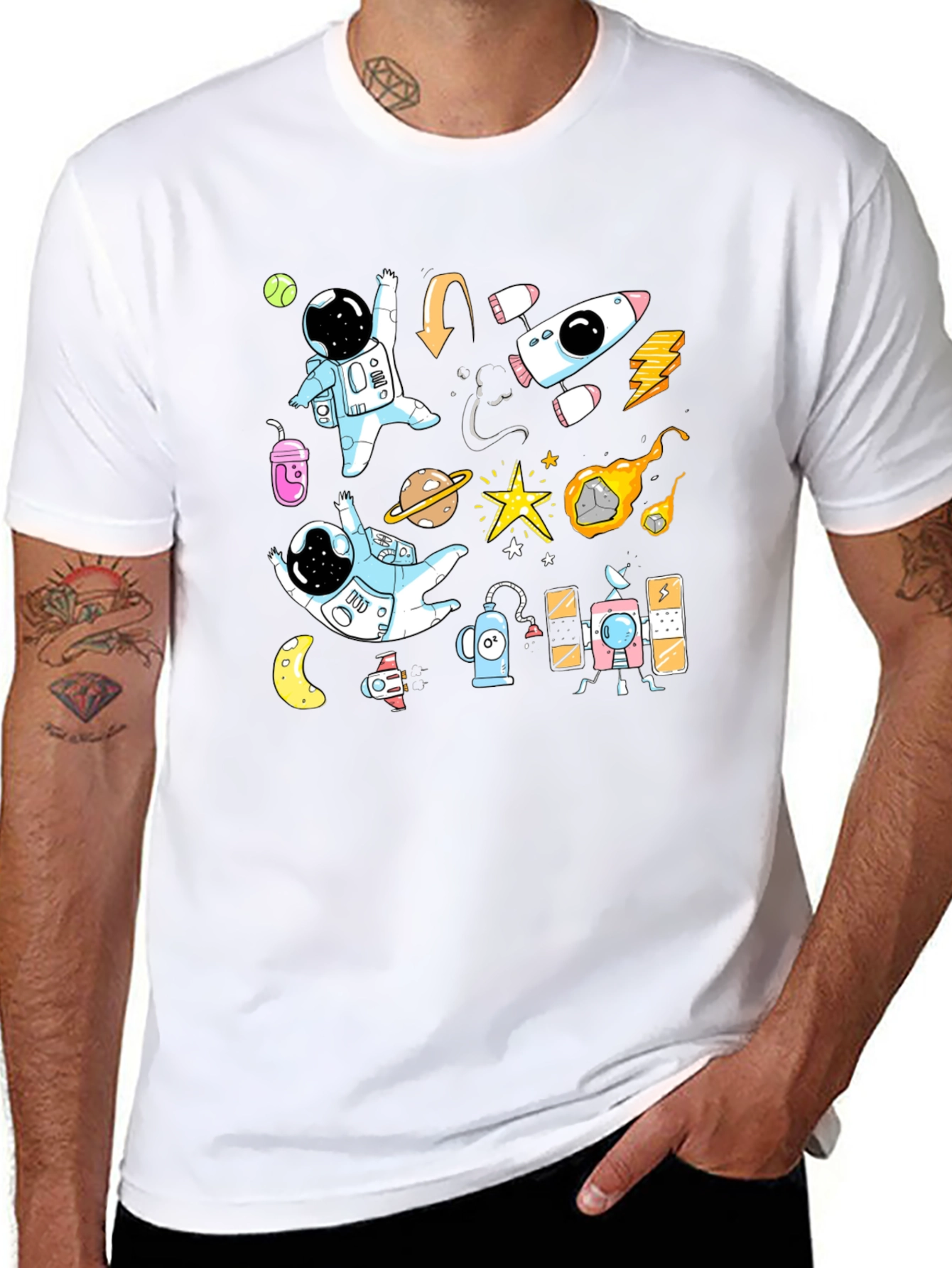 Astronaut Space Adventure Black T-Shirt