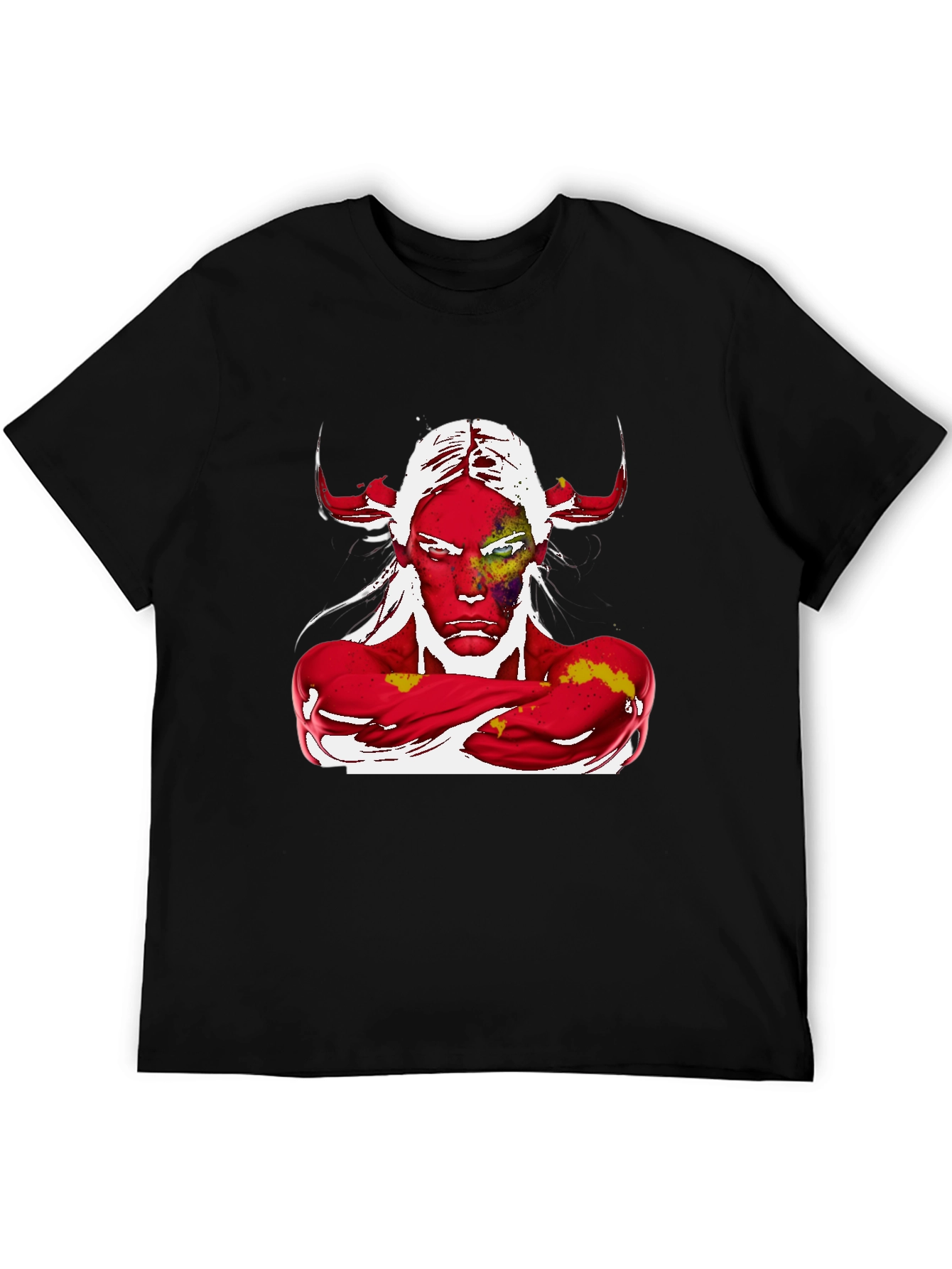 Abstract Graphic Tee - Devil Horns Design