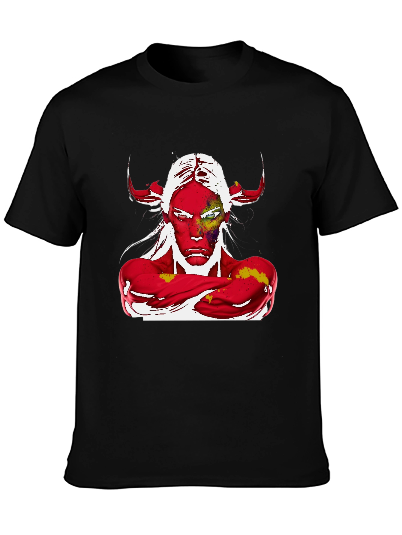 Abstract Graphic Tee - Devil Horns Design