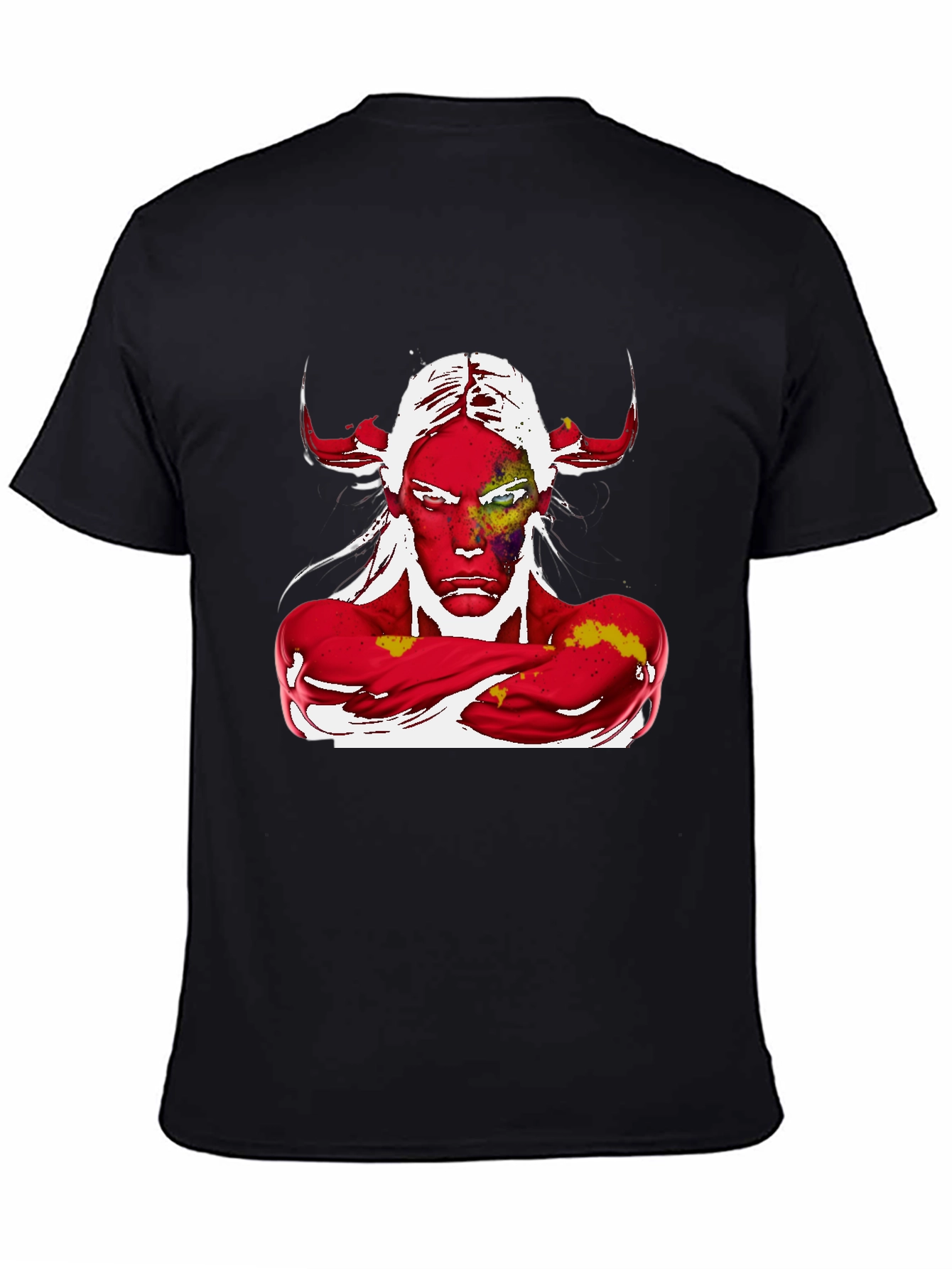 Abstract Graphic Tee - Devil Horns Design
