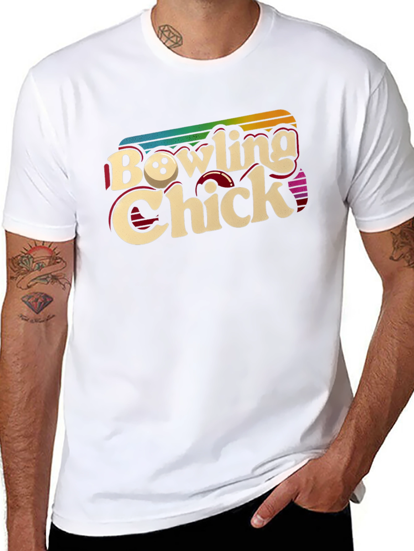 Bowling Chick Retro Graphic T-Shirt
