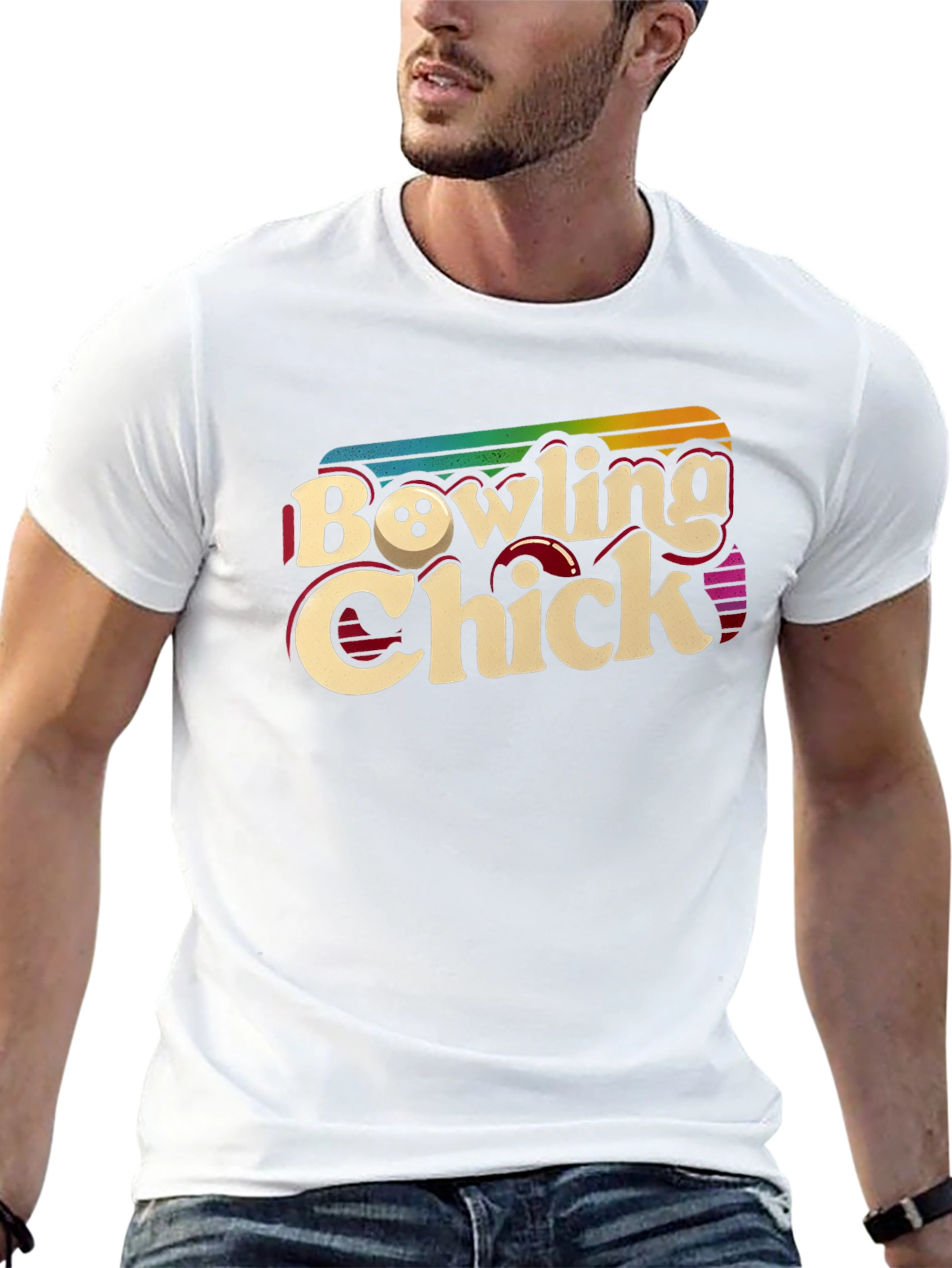 Bowling Chick Retro Graphic T-Shirt