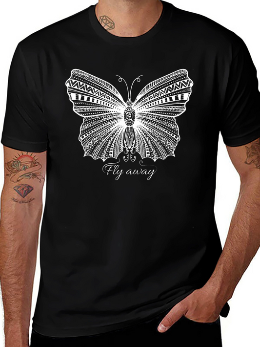 Butterfly Graphic Print Tee - Fly Away Black T-Shirt