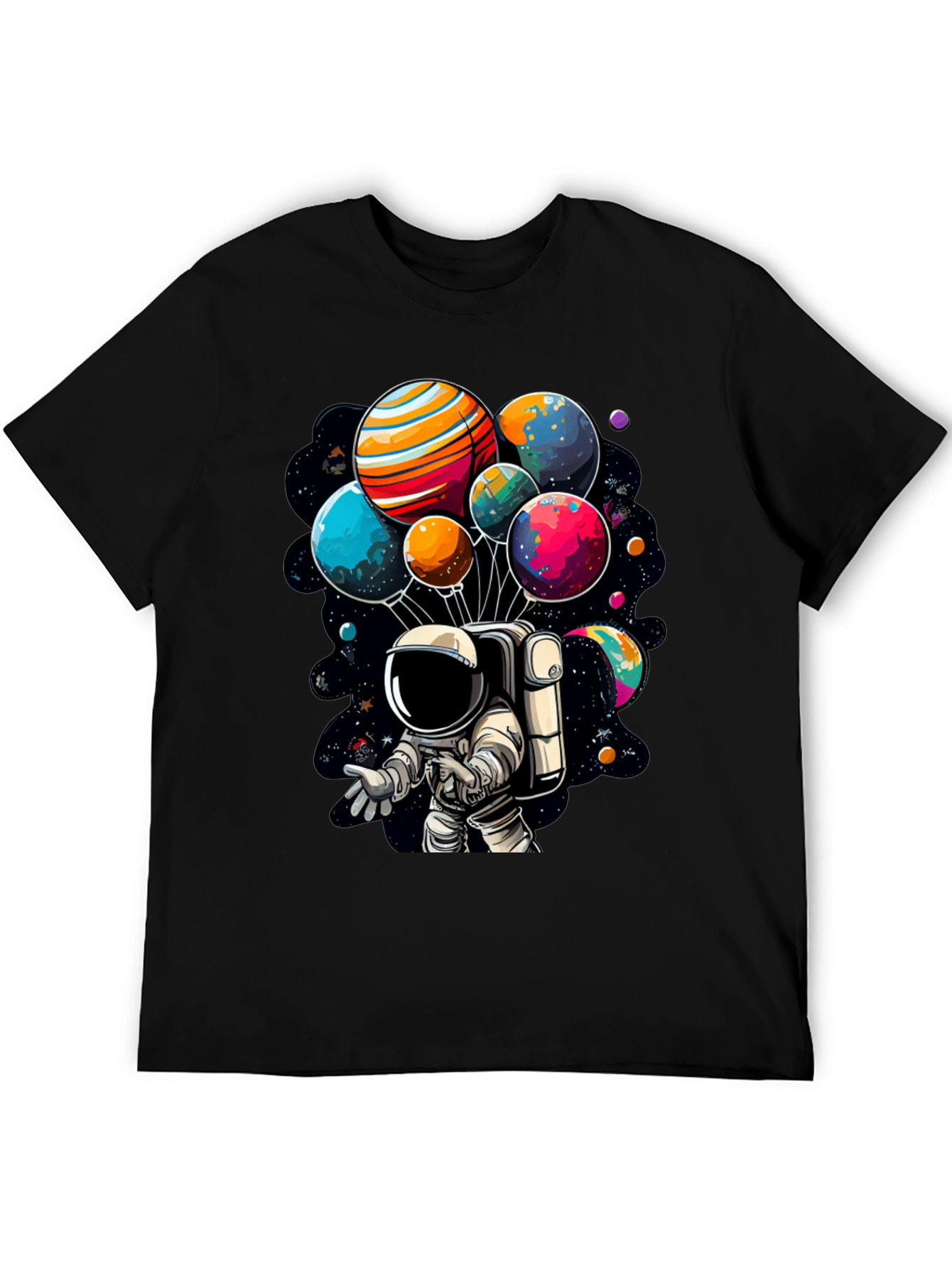 Astronaut Planet Balloon Graphic T-Shirt