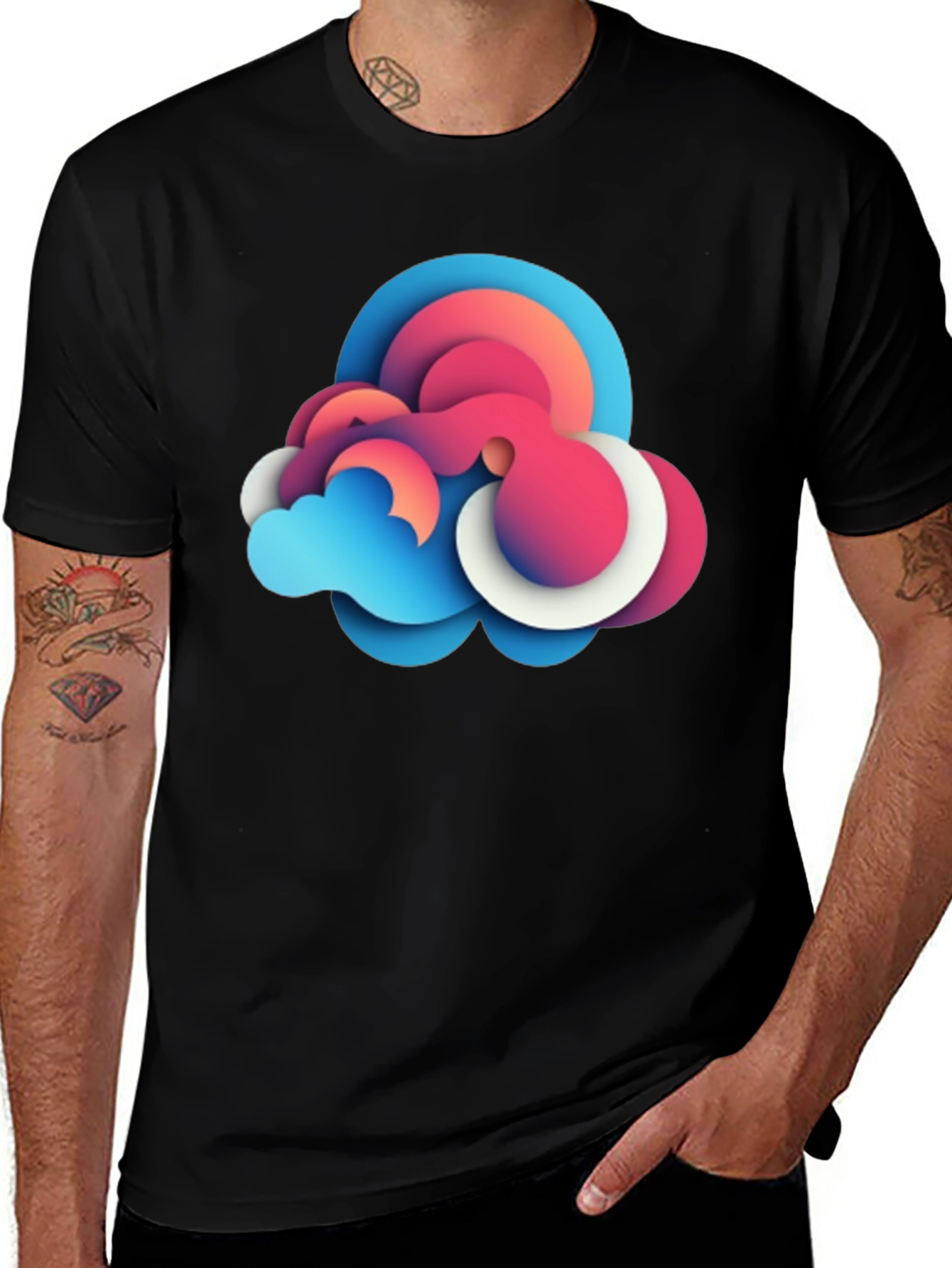 Abstract Cloud Graphic Tee - Modern Design