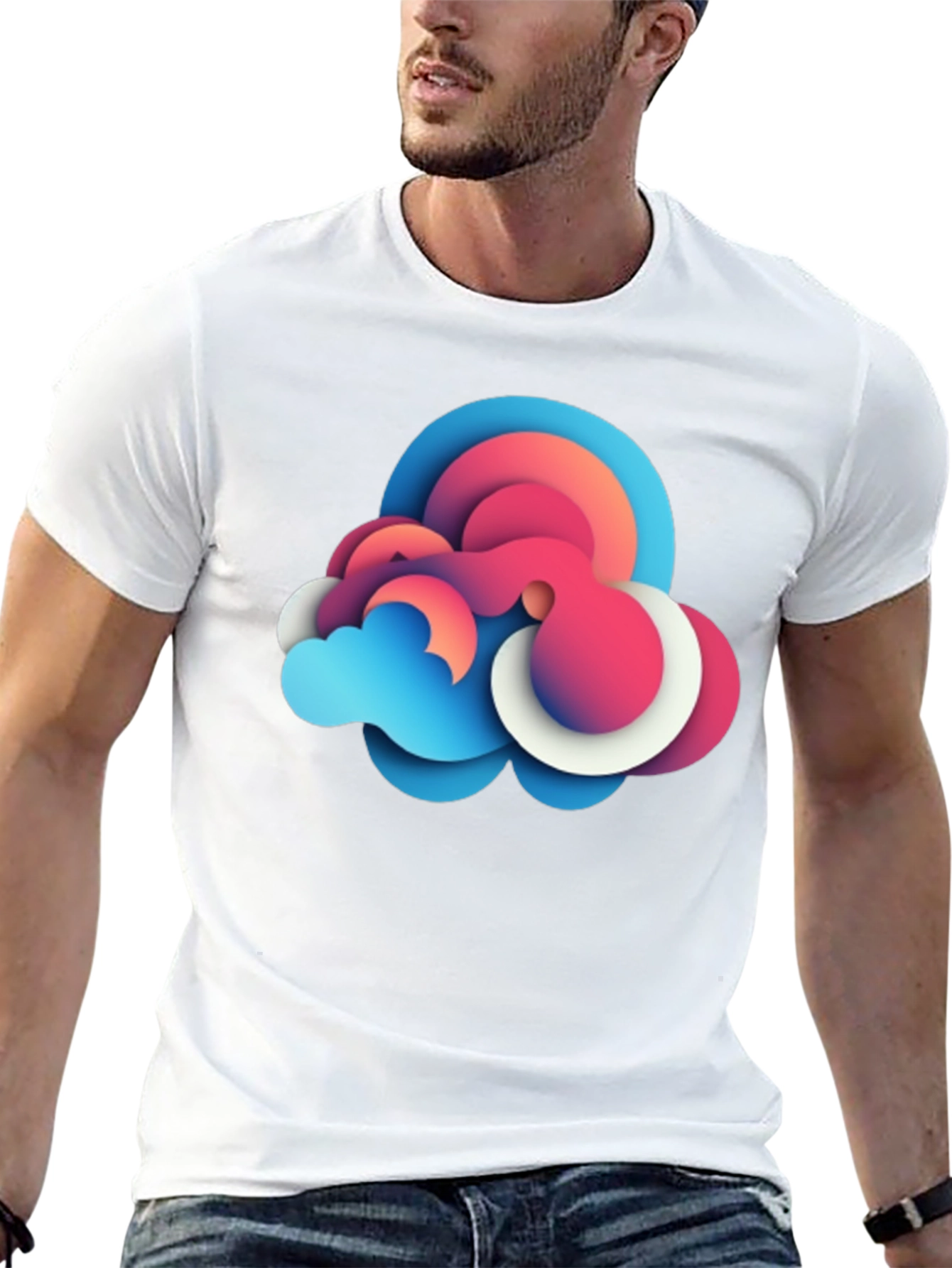 Abstract Cloud Graphic Tee - Modern Design