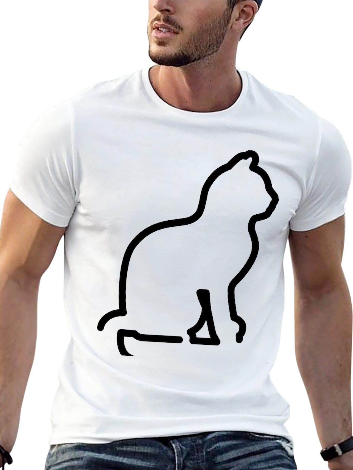 Cat Silhouette Graphic Black T-Shirt