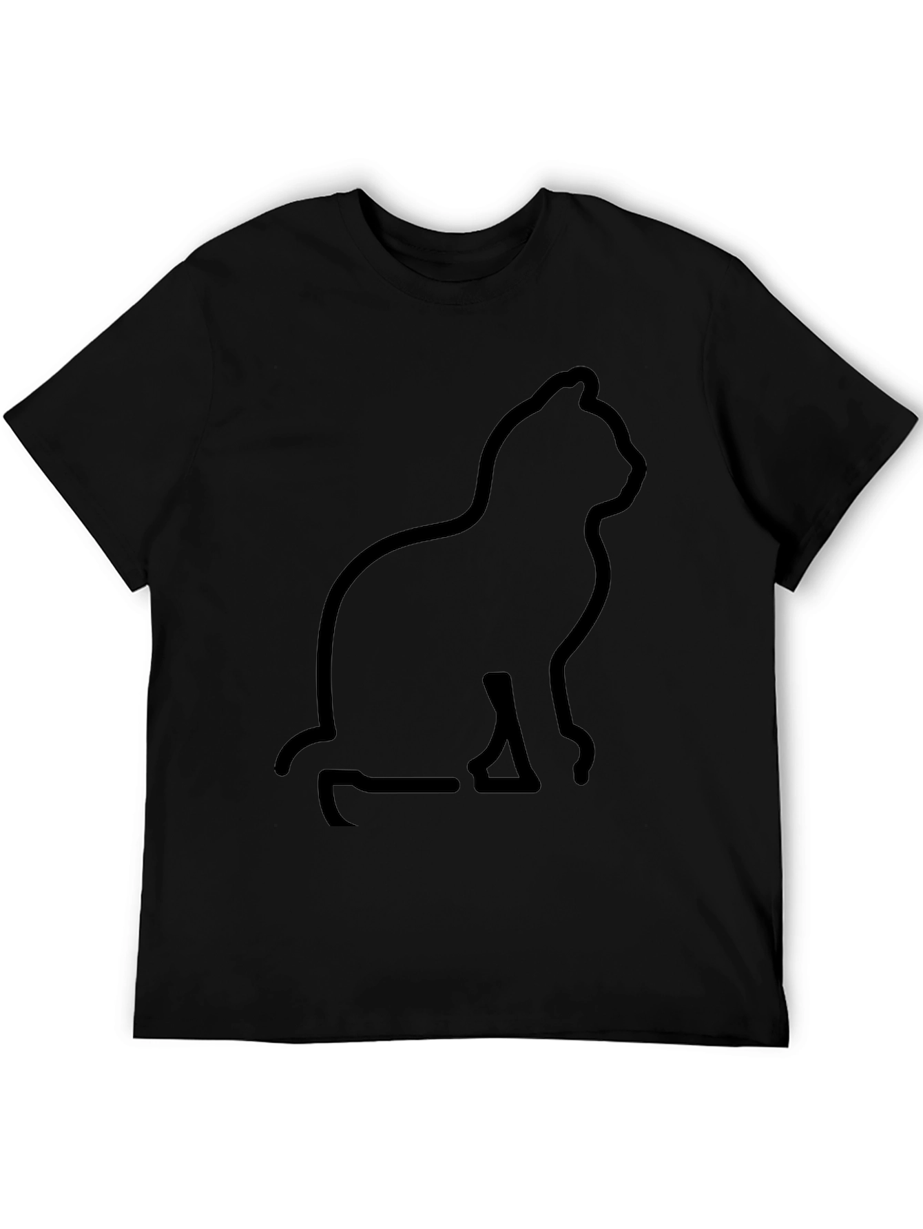 Cat Silhouette Graphic Black T-Shirt