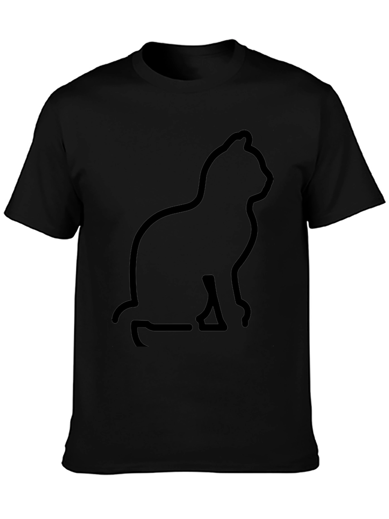 Cat Silhouette Graphic Black T-Shirt