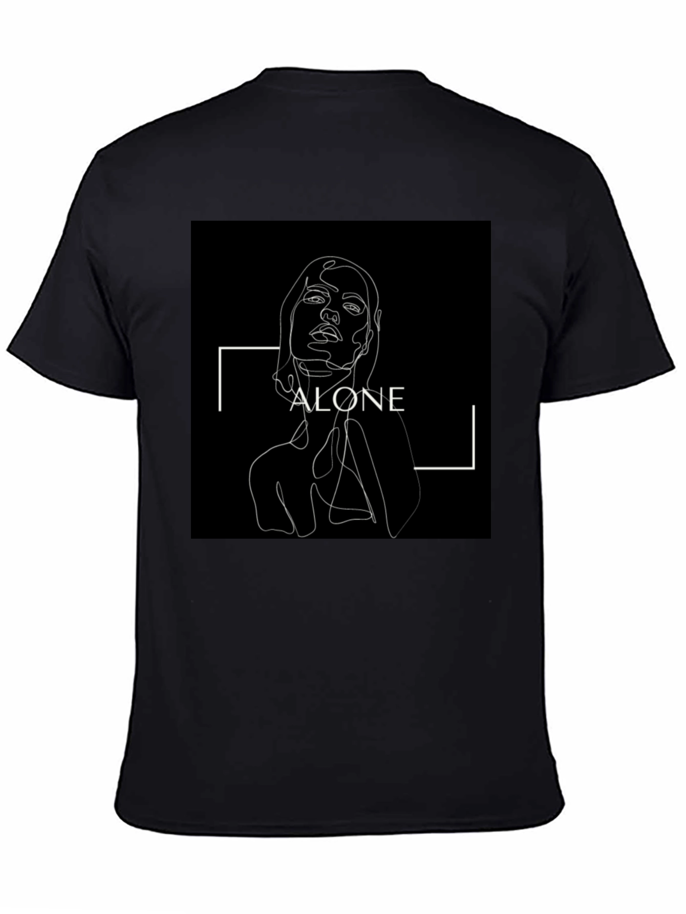 Minimalist Alone Graphic Print Black T-Shirt