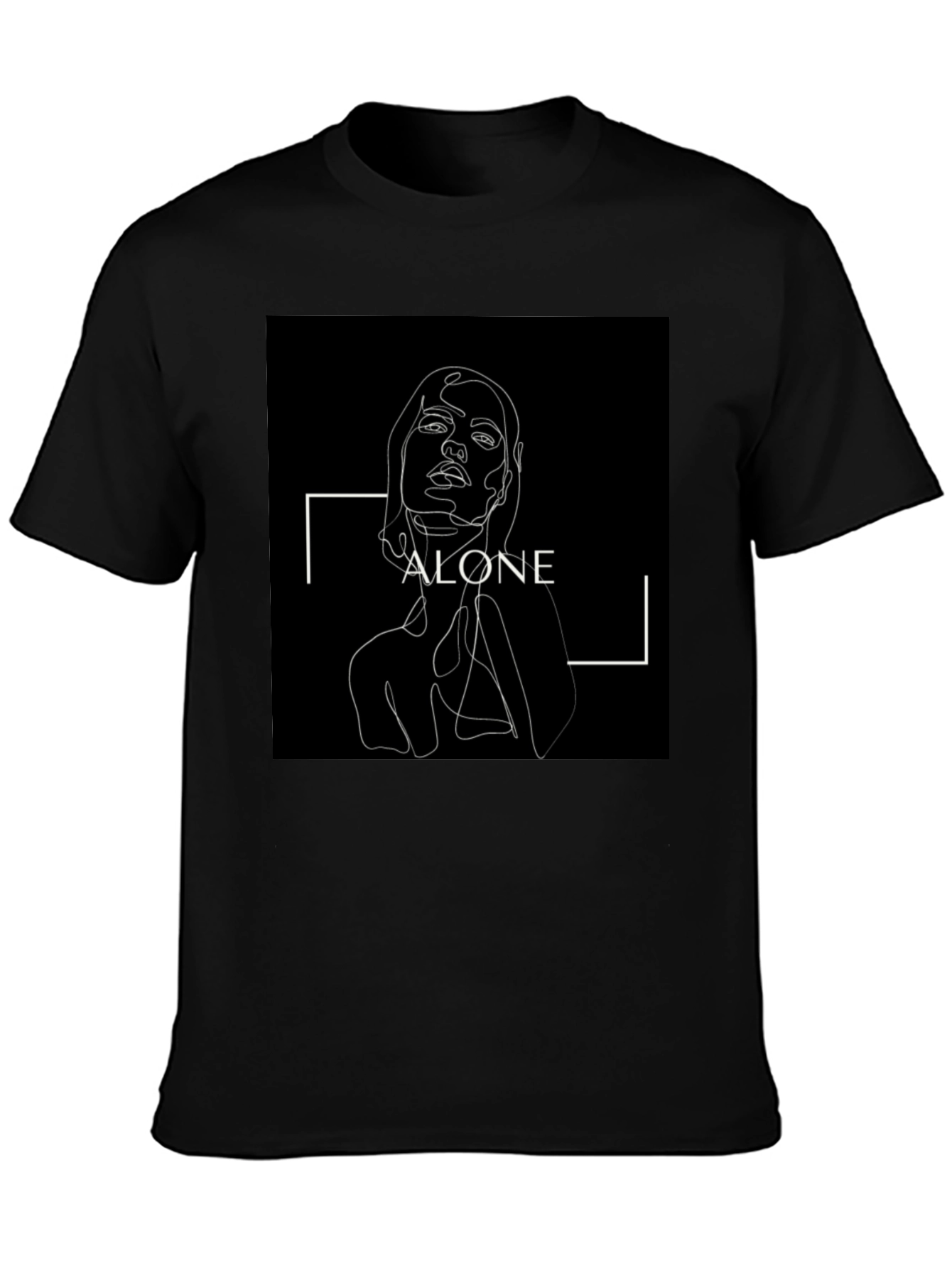 Minimalist Alone Graphic Print Black T-Shirt