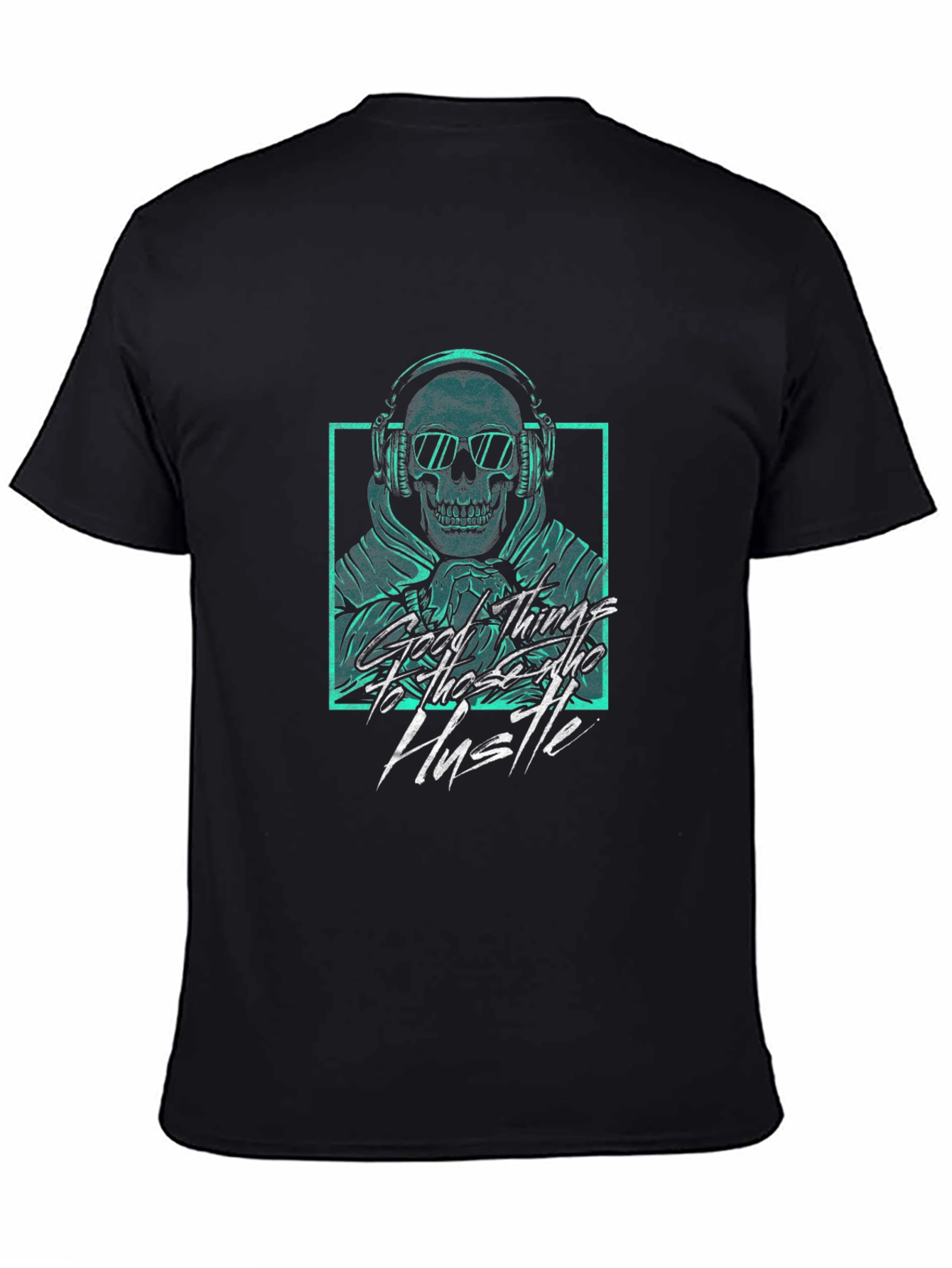 Skull Headphones Graphic Tee - Hustle Hard!