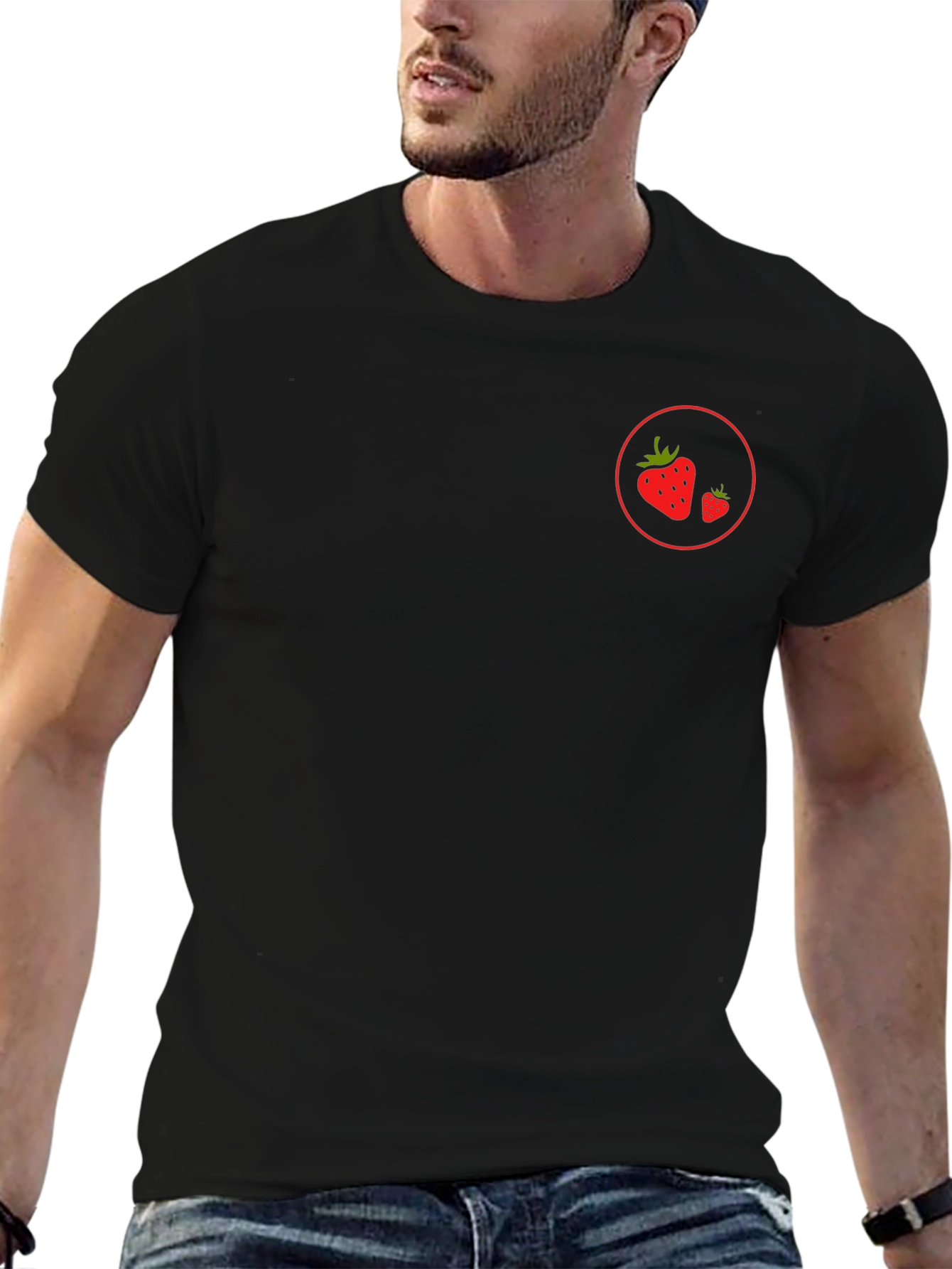 Strawberry Graphic Black T-Shirt