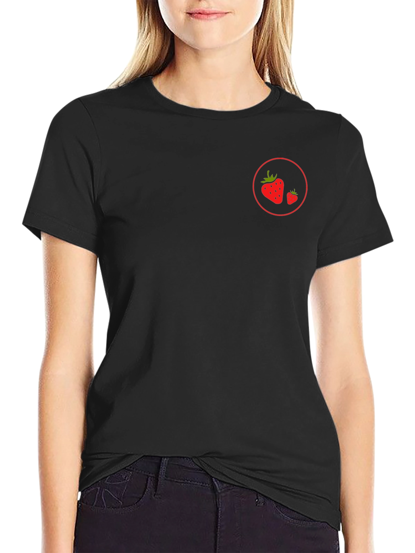 Strawberry Graphic Black T-Shirt