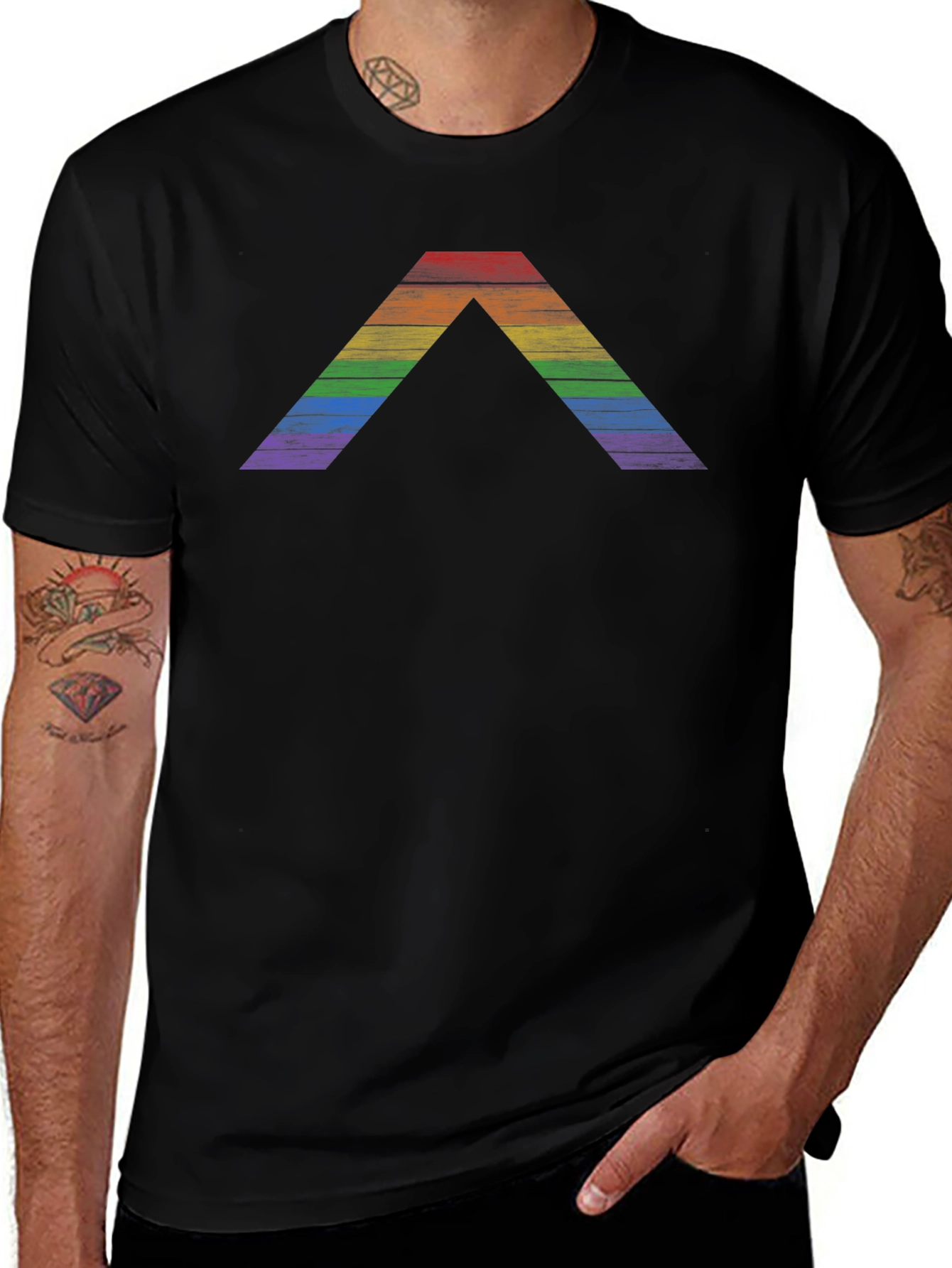 Rainbow Pride Chevron T-Shirt - Classic Black Tee