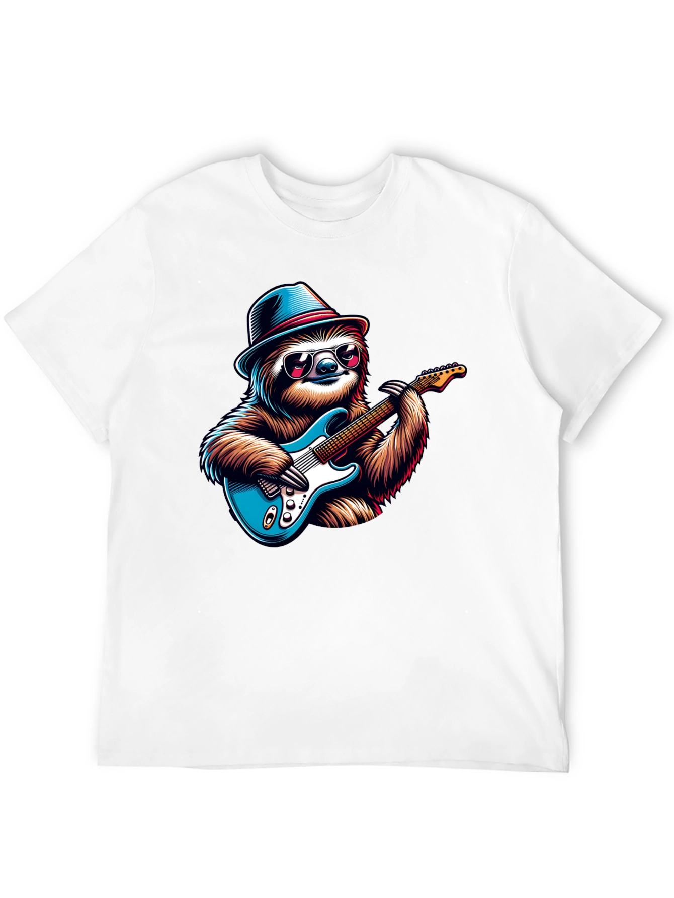 Sloth Guitar Player T-Shirt - Cool Graphic Tee