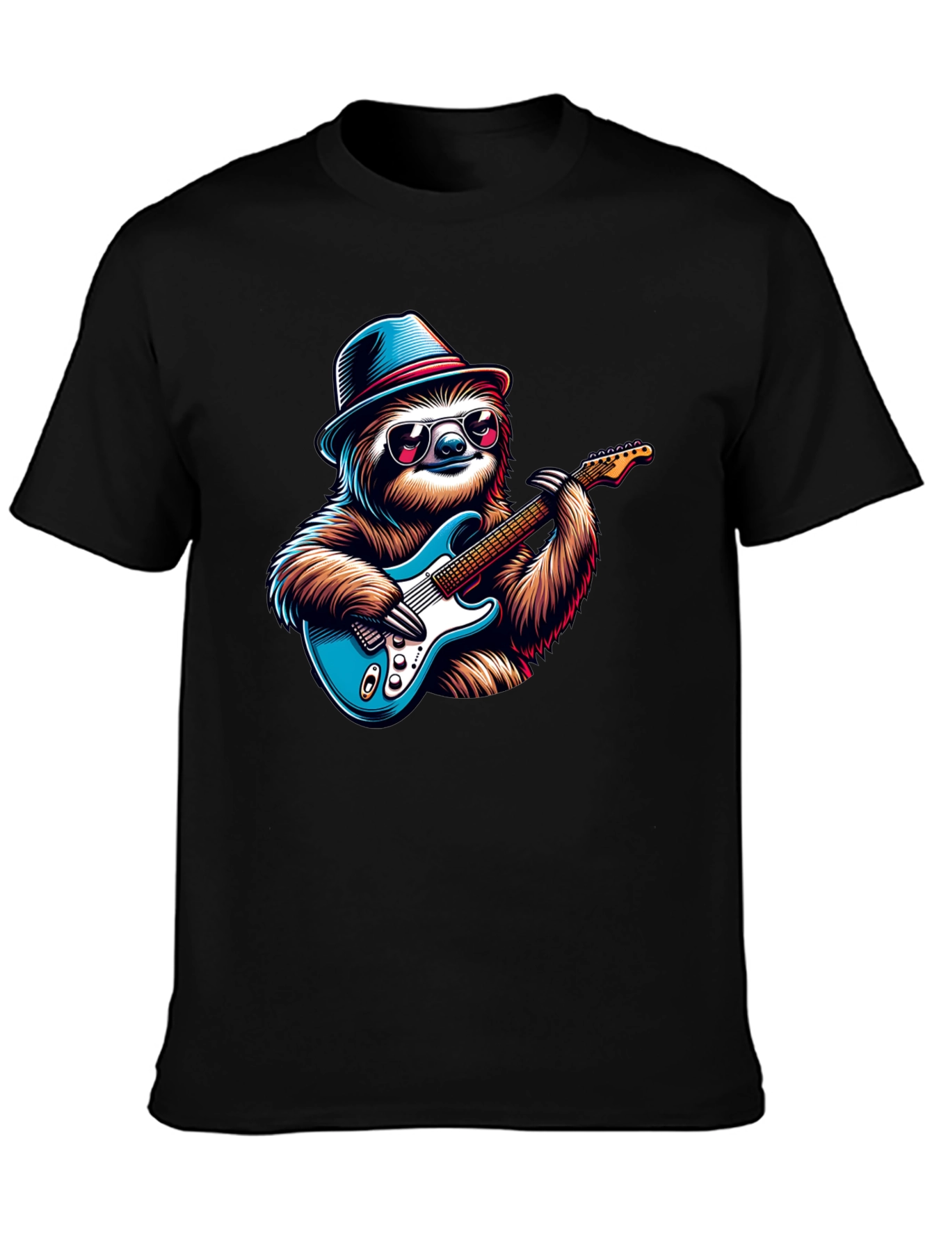 Sloth Guitar Player T-Shirt - Cool Graphic Tee