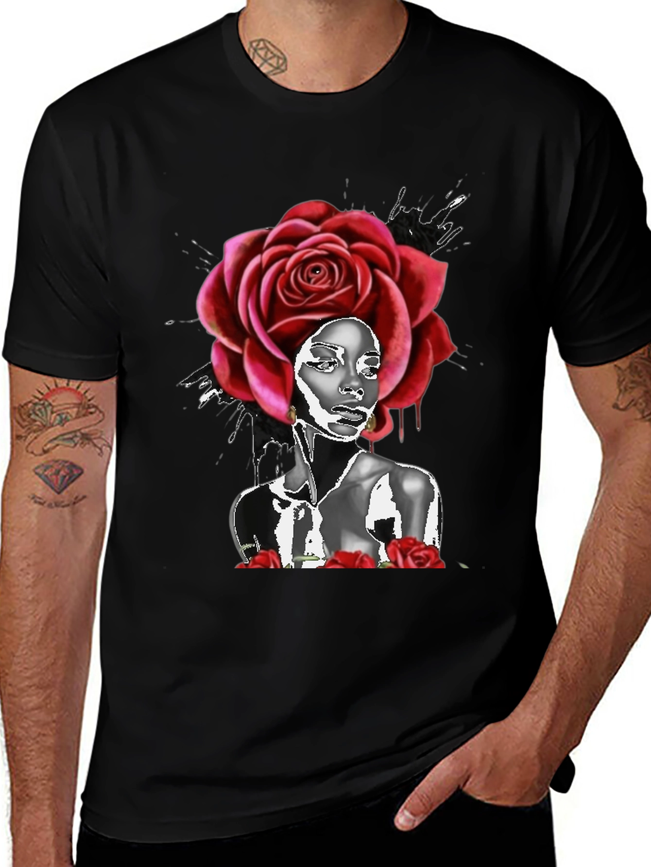 Rose Head Black T-Shirt