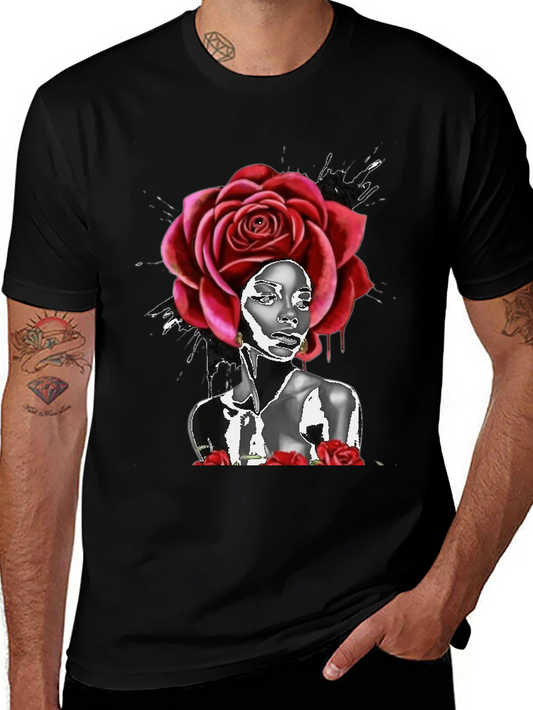 Rose Head Black T-Shirt
