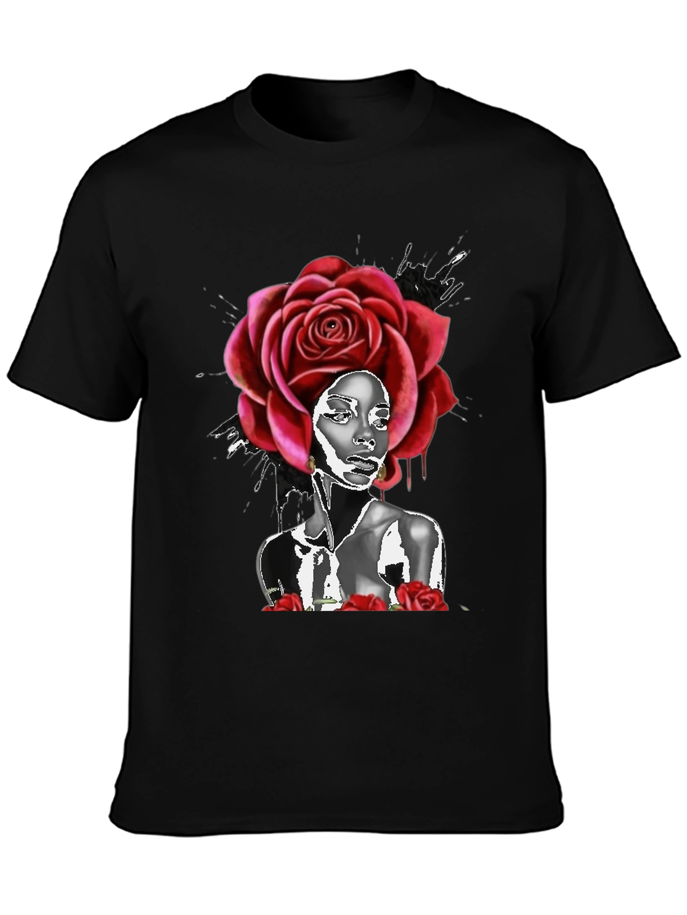 Rose Head Black T-Shirt
