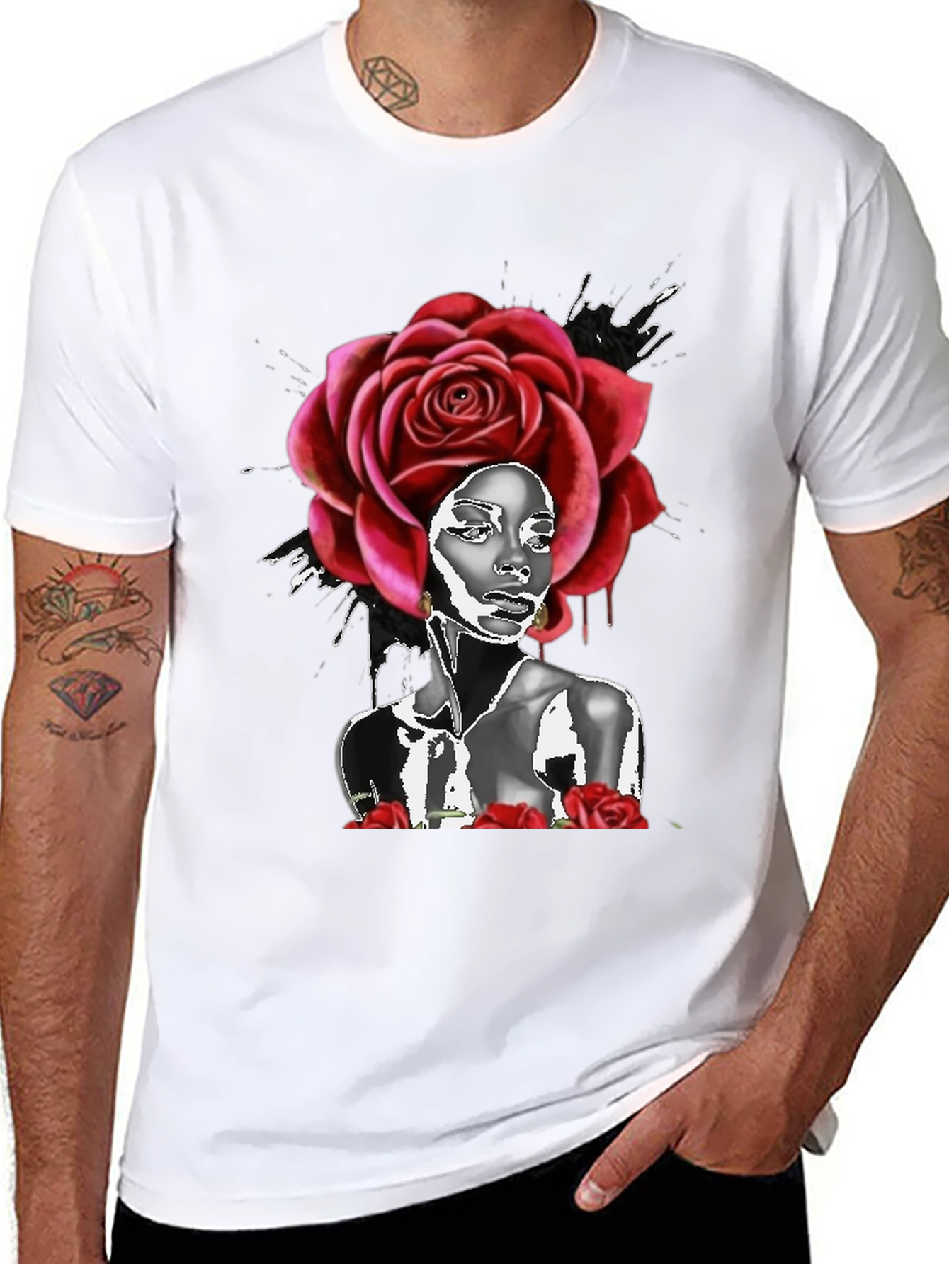 Rose Head Black T-Shirt