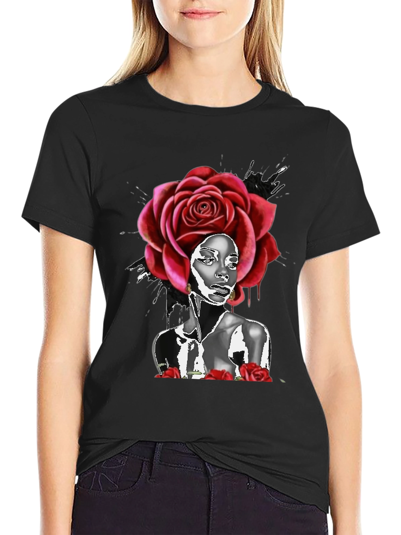 Rose Head Black T-Shirt