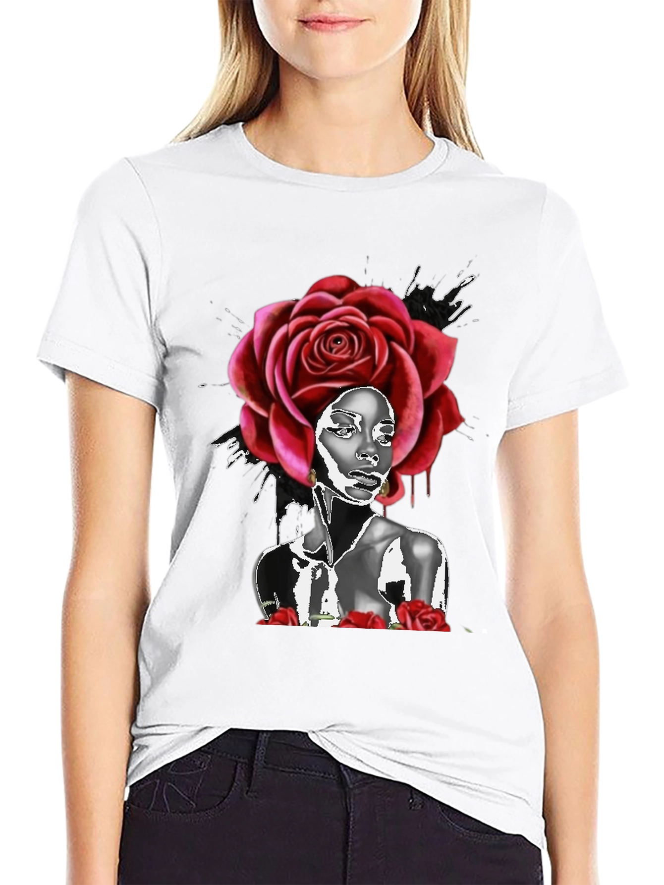 Rose Head Black T-Shirt