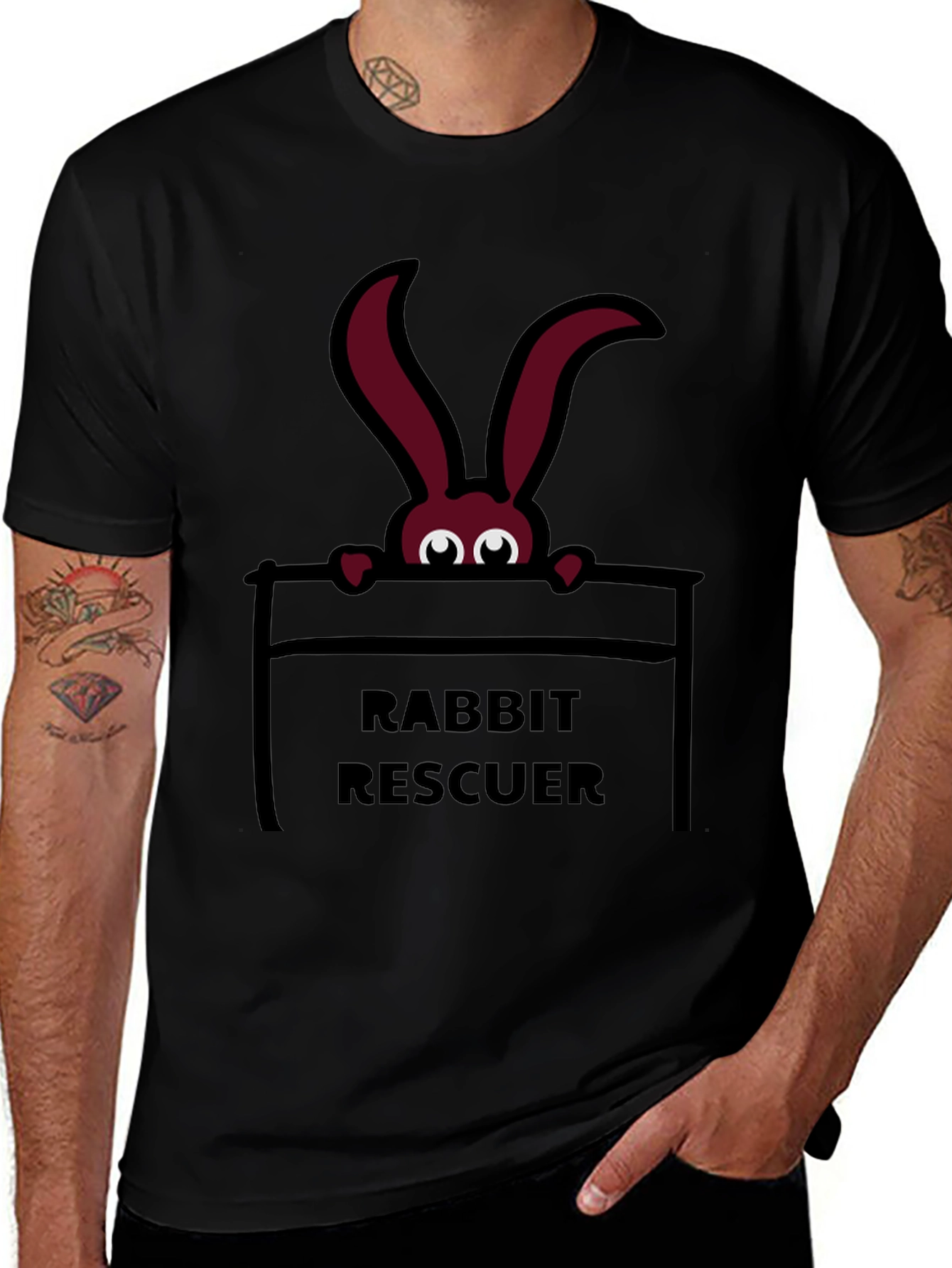 Rabbit Rescuer Graphic Tee - Black