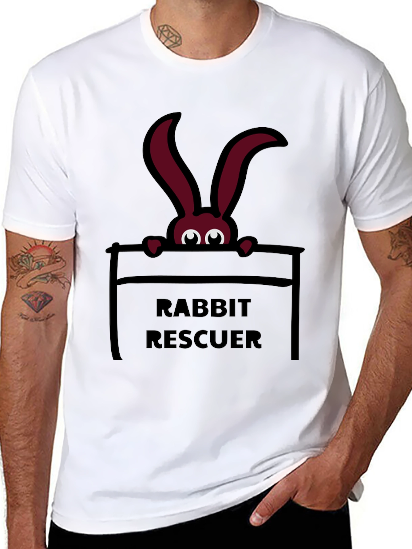 Rabbit Rescuer Graphic Tee - Black