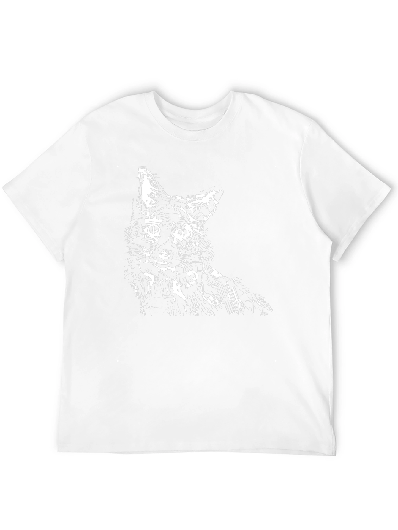 Abstract Wolf Graphic Tee - Black Cotton Blend