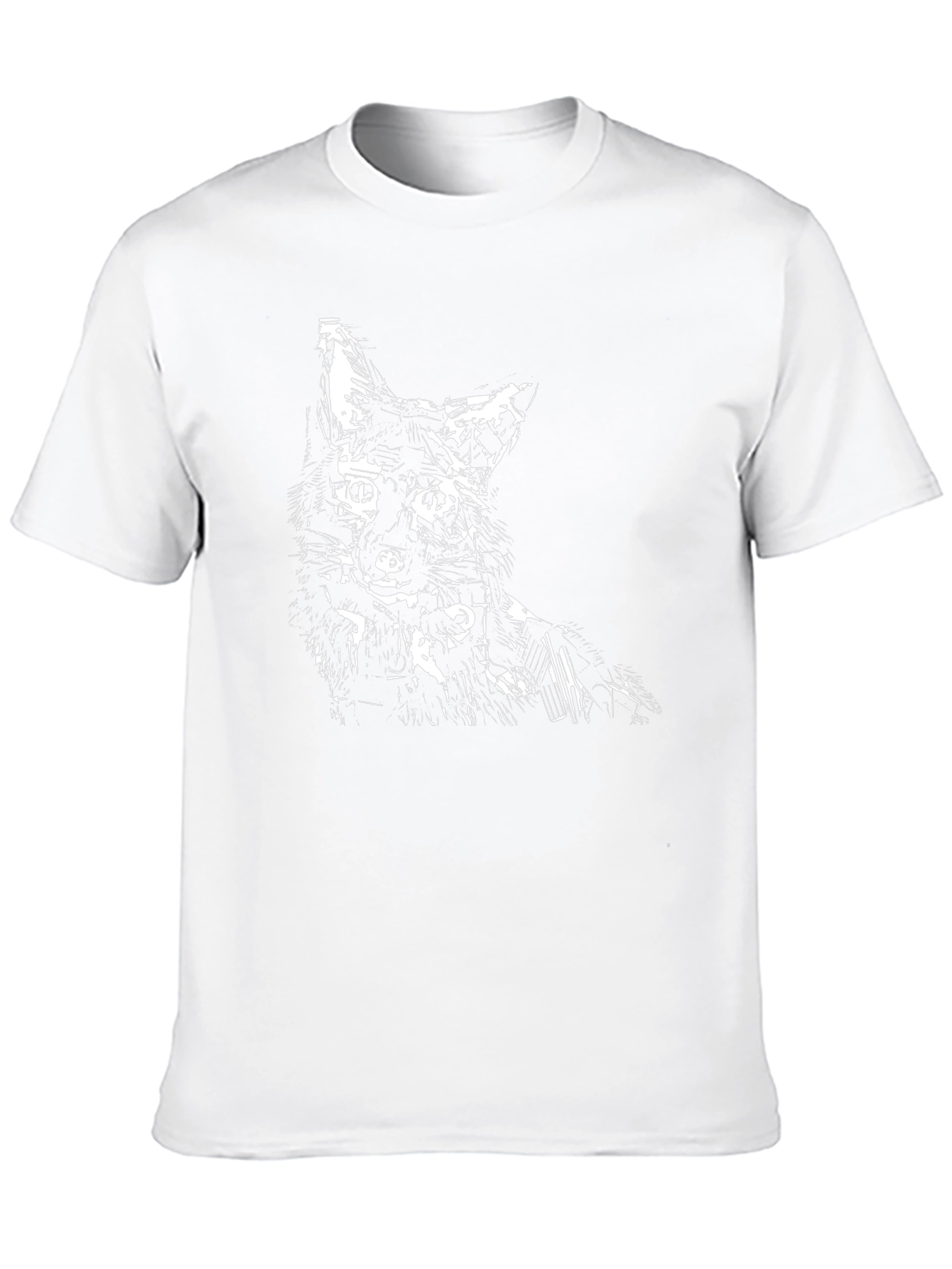 Abstract Wolf Graphic Tee - Black Cotton Blend