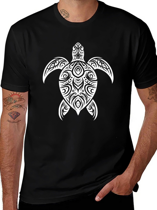 Tribal Turtle Graphic Tee - Black